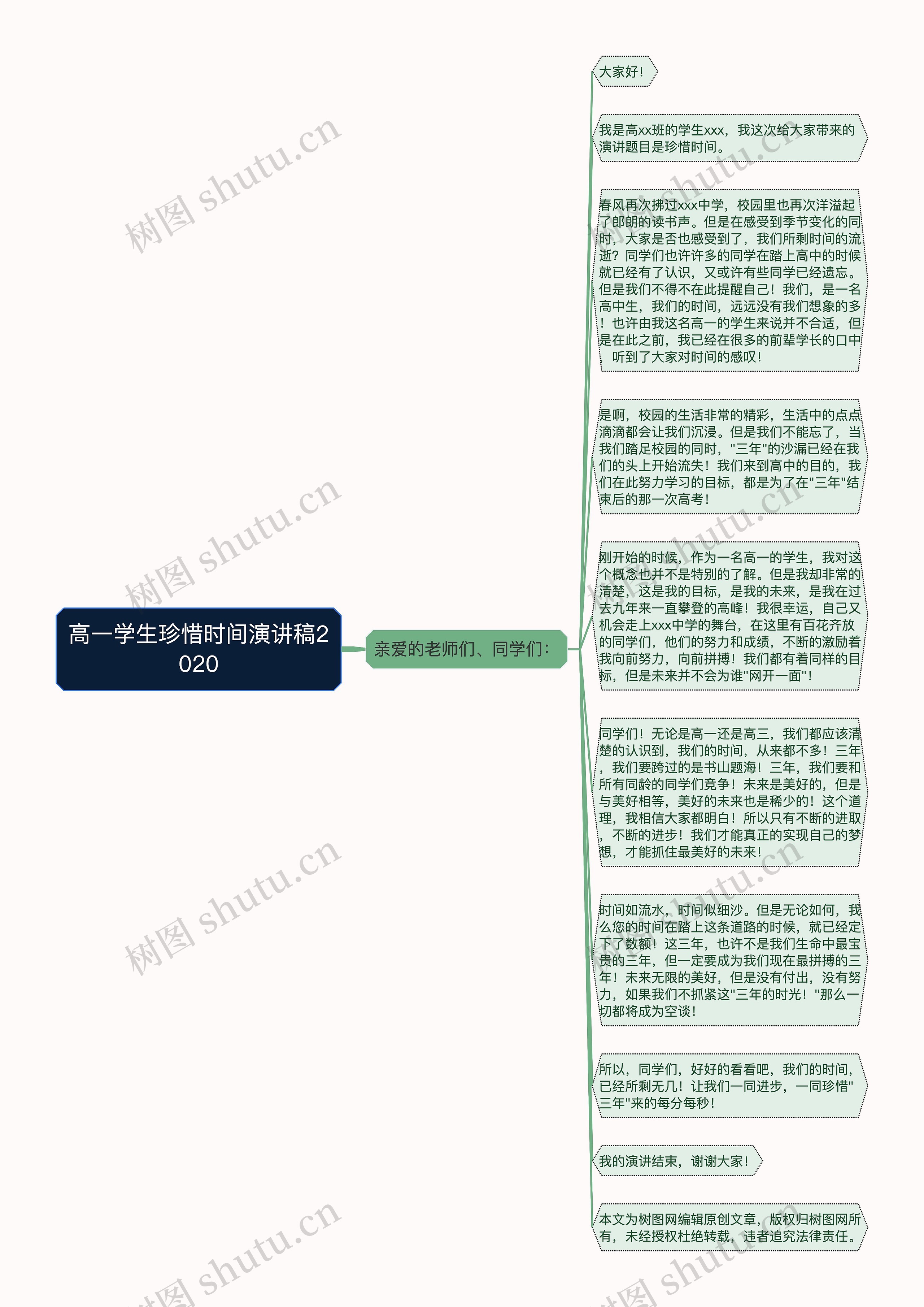 高一学生珍惜时间演讲稿2020思维导图