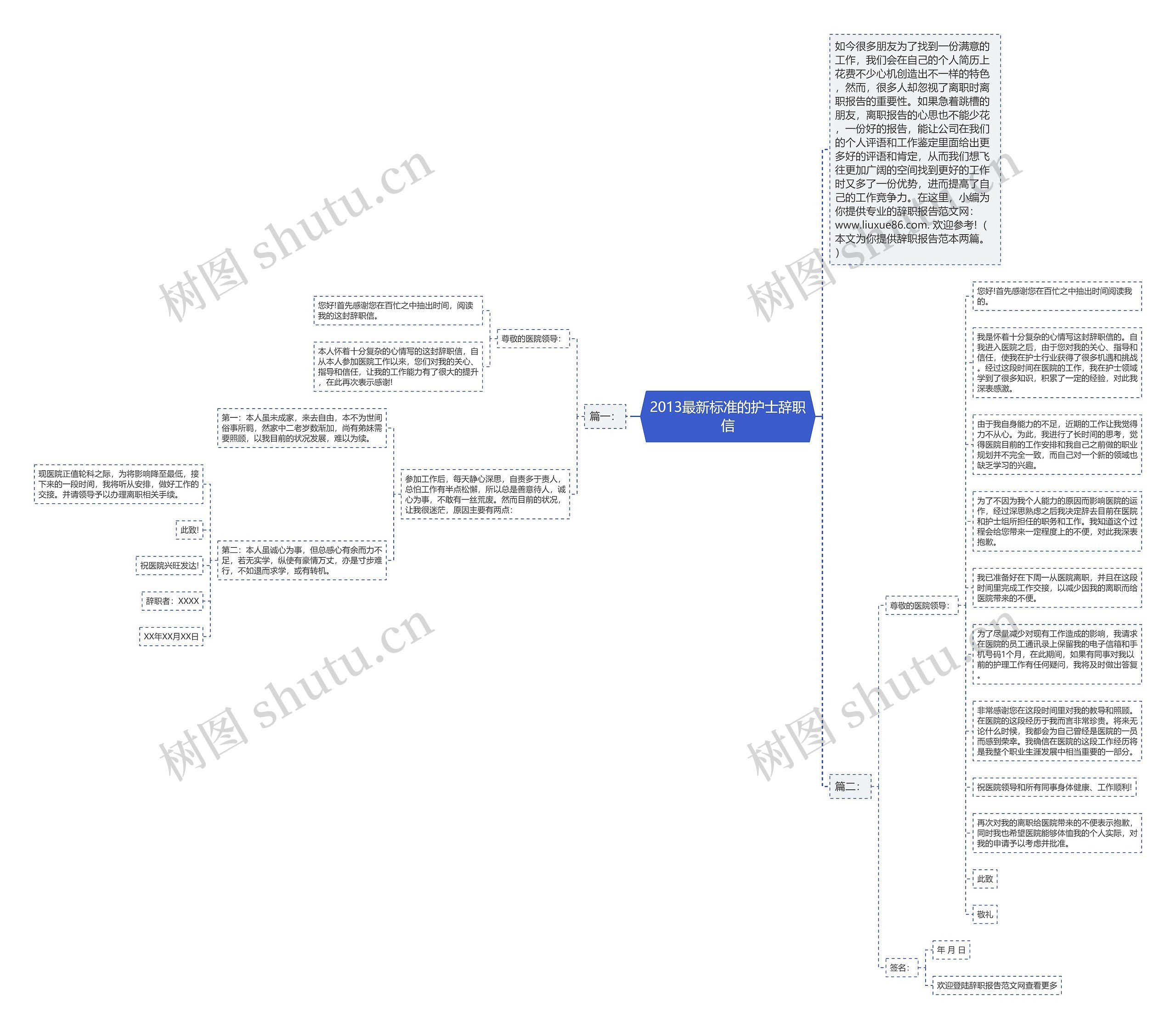 2013最新标准的护士辞职信思维导图