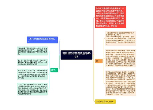 麦田里的守望者读后感400字