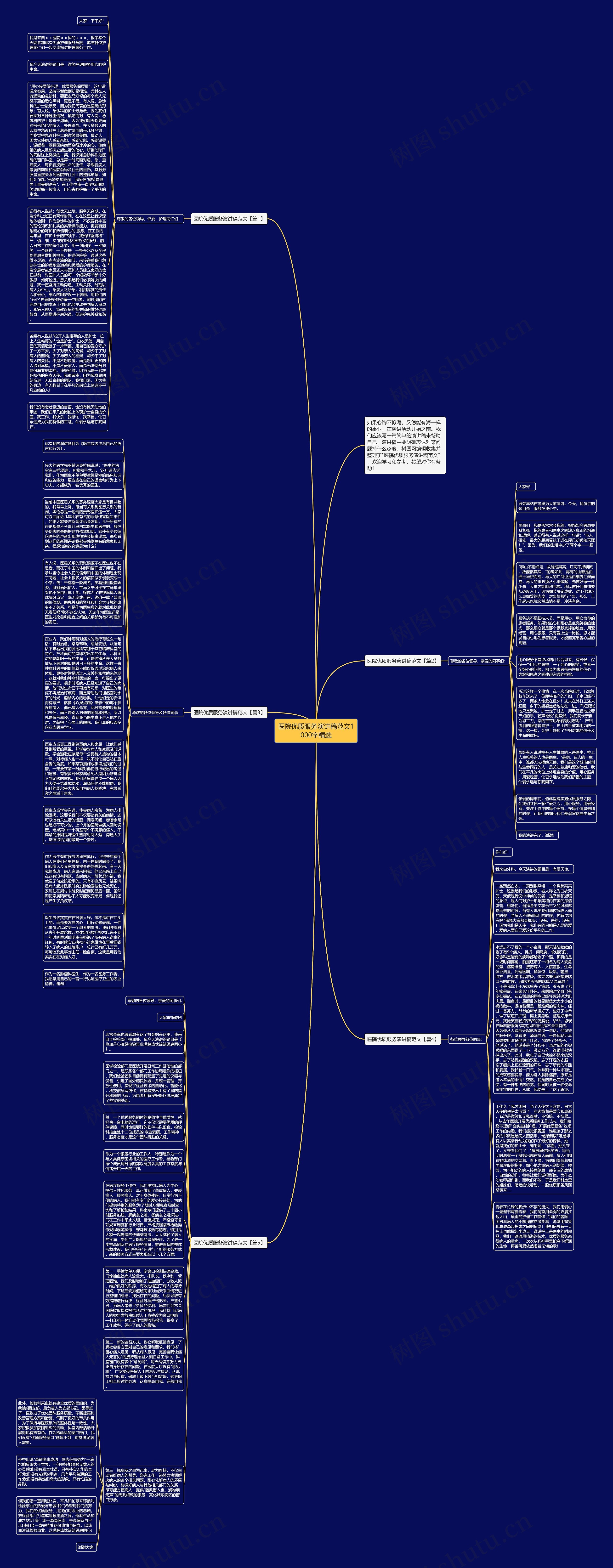 医院优质服务演讲稿范文1000字精选思维导图