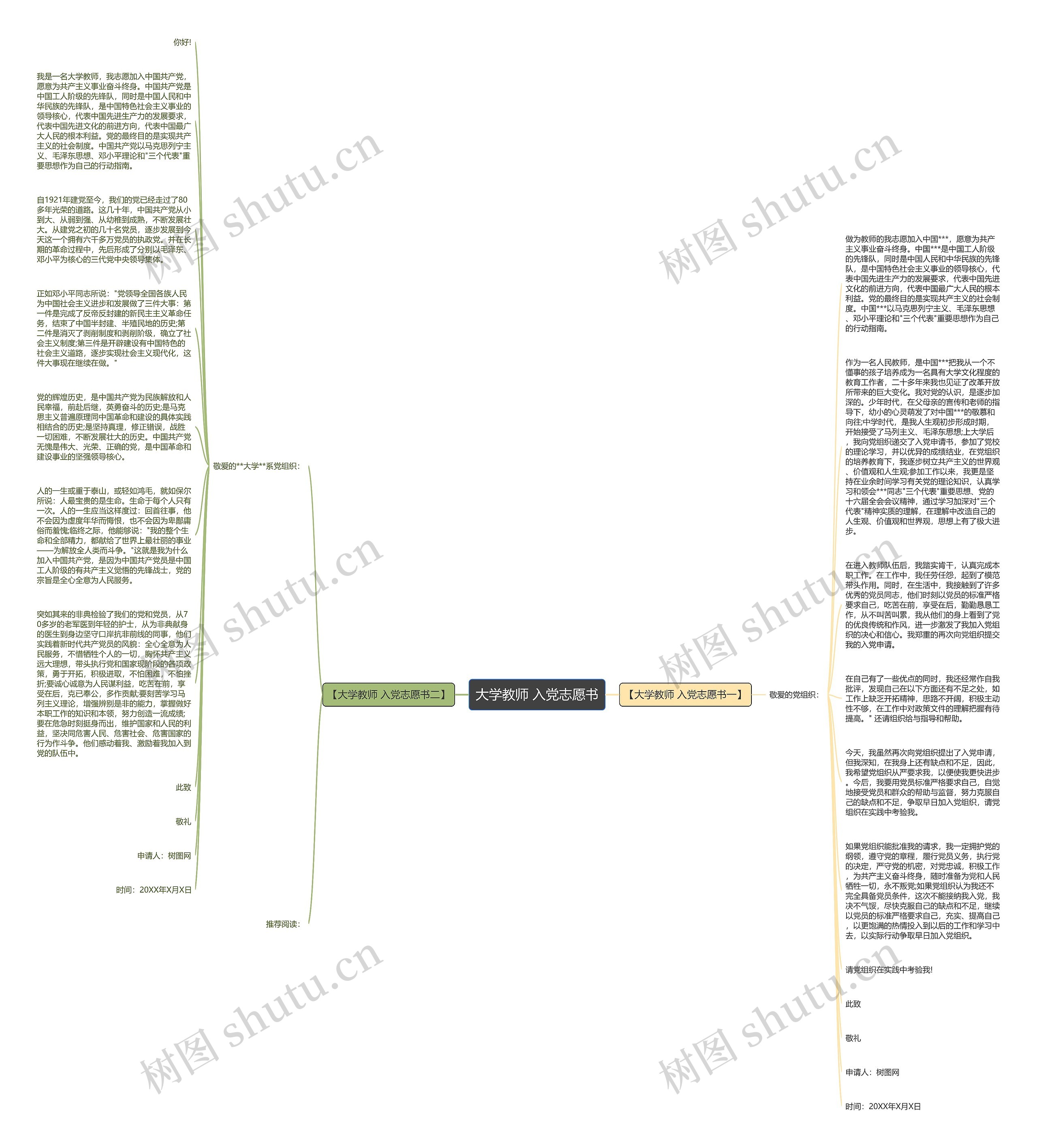 大学教师 入党志愿书思维导图
