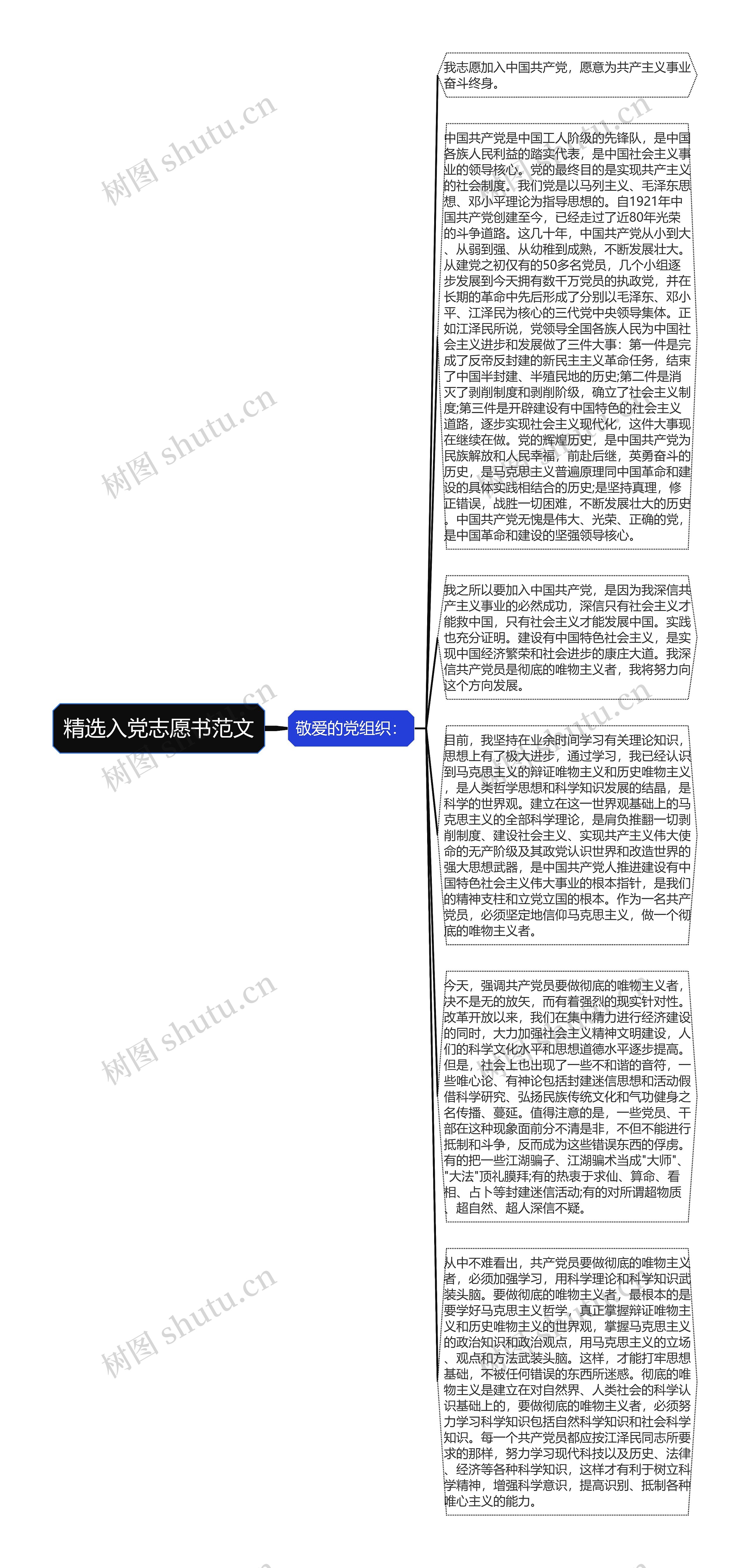 精选入党志愿书范文思维导图