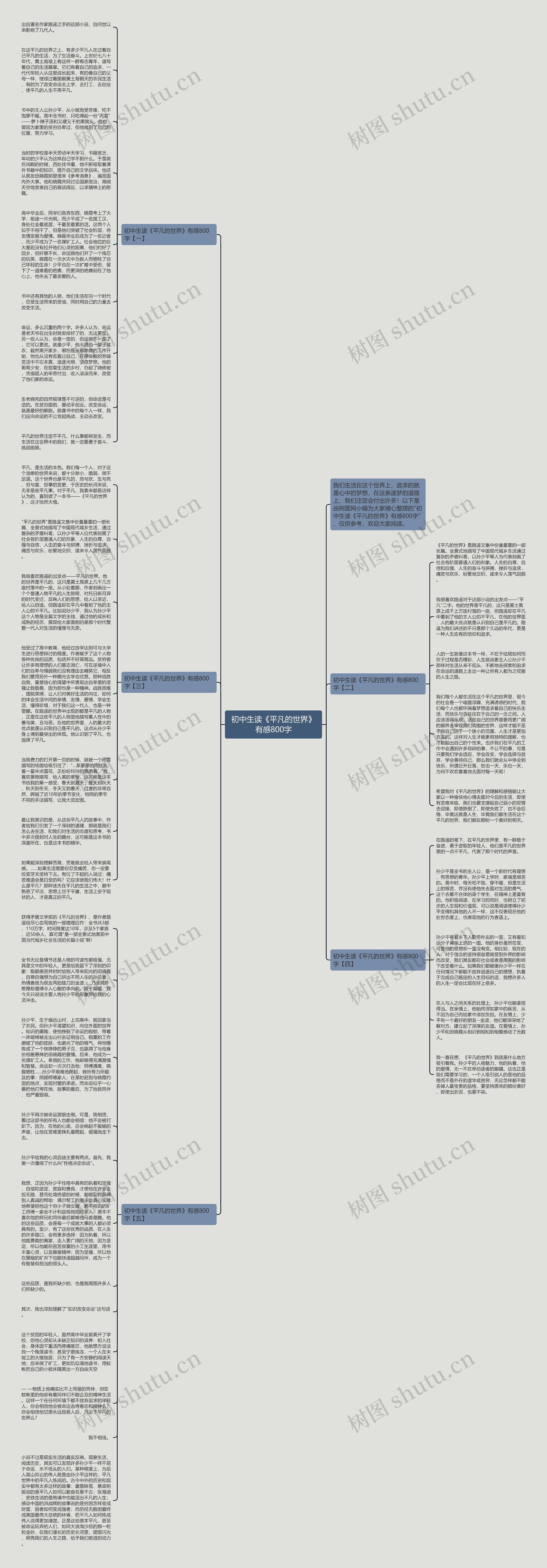 初中生读《平凡的世界》有感800字思维导图
