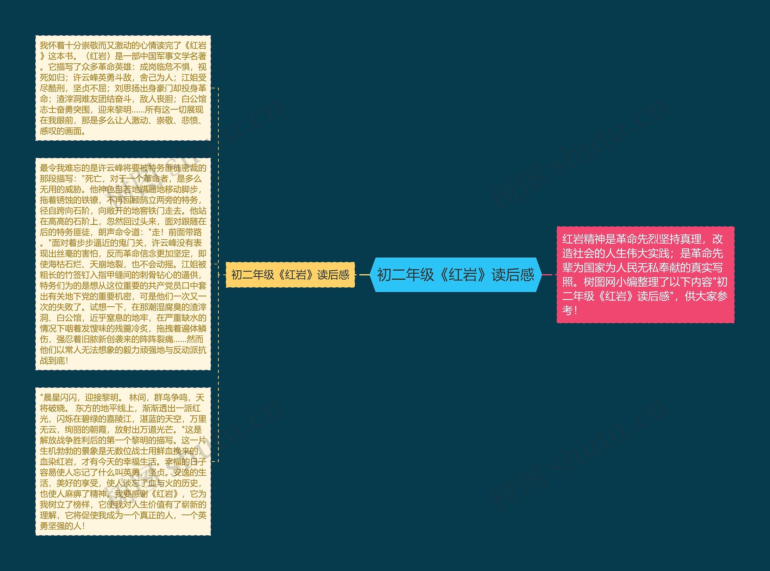初二年级《红岩》读后感思维导图