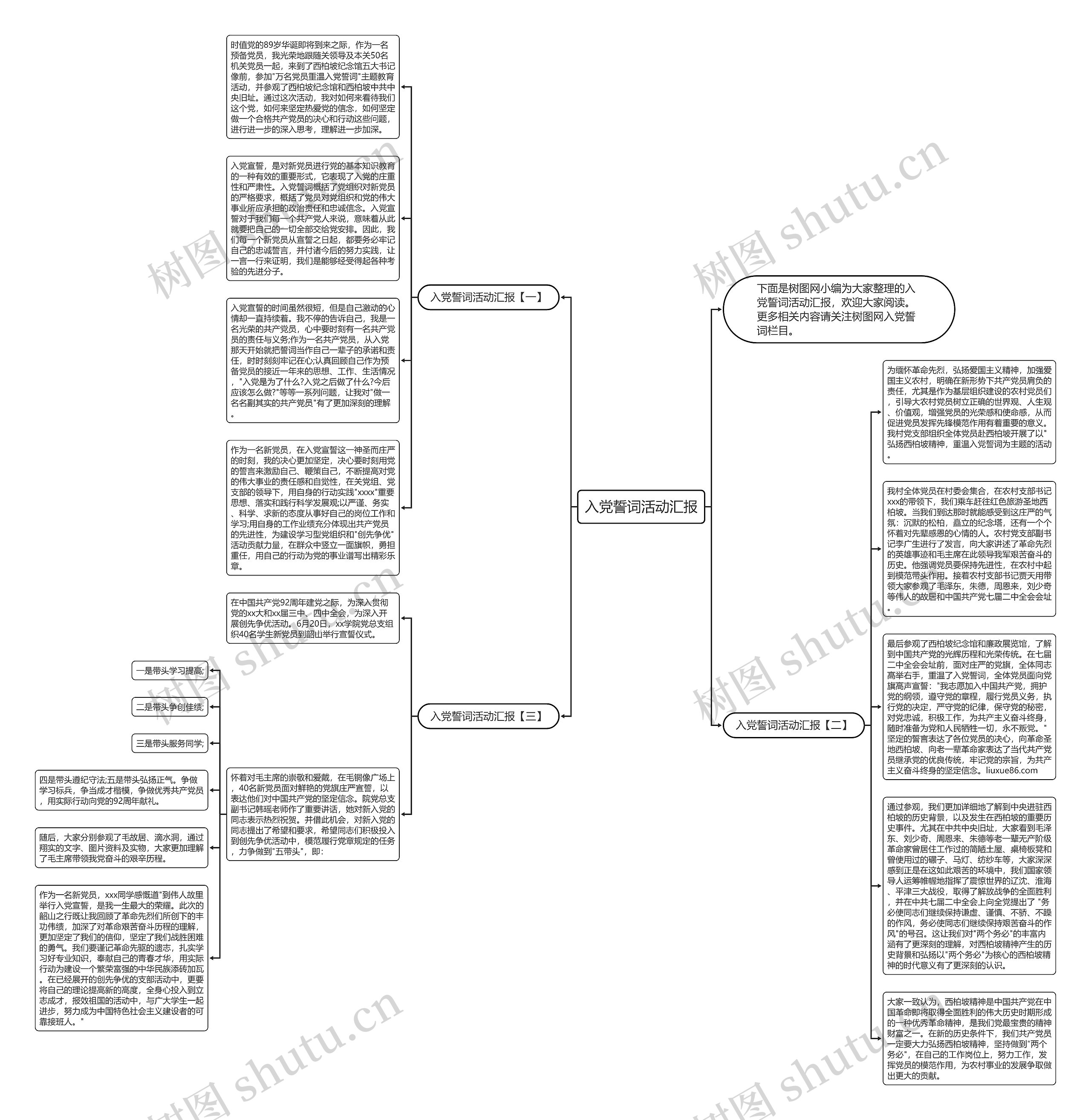 入党誓词活动汇报思维导图