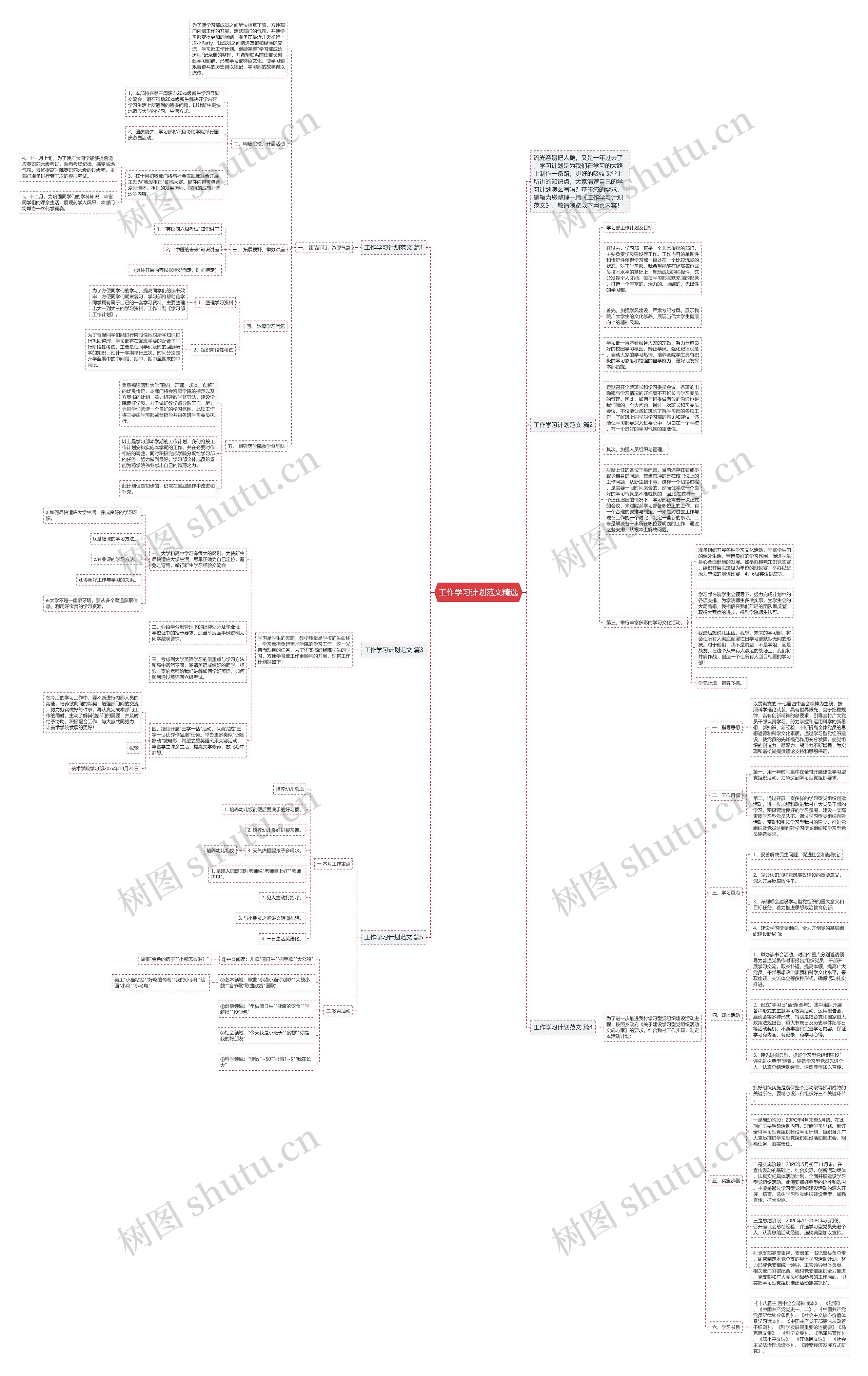 工作学习计划范文精选思维导图