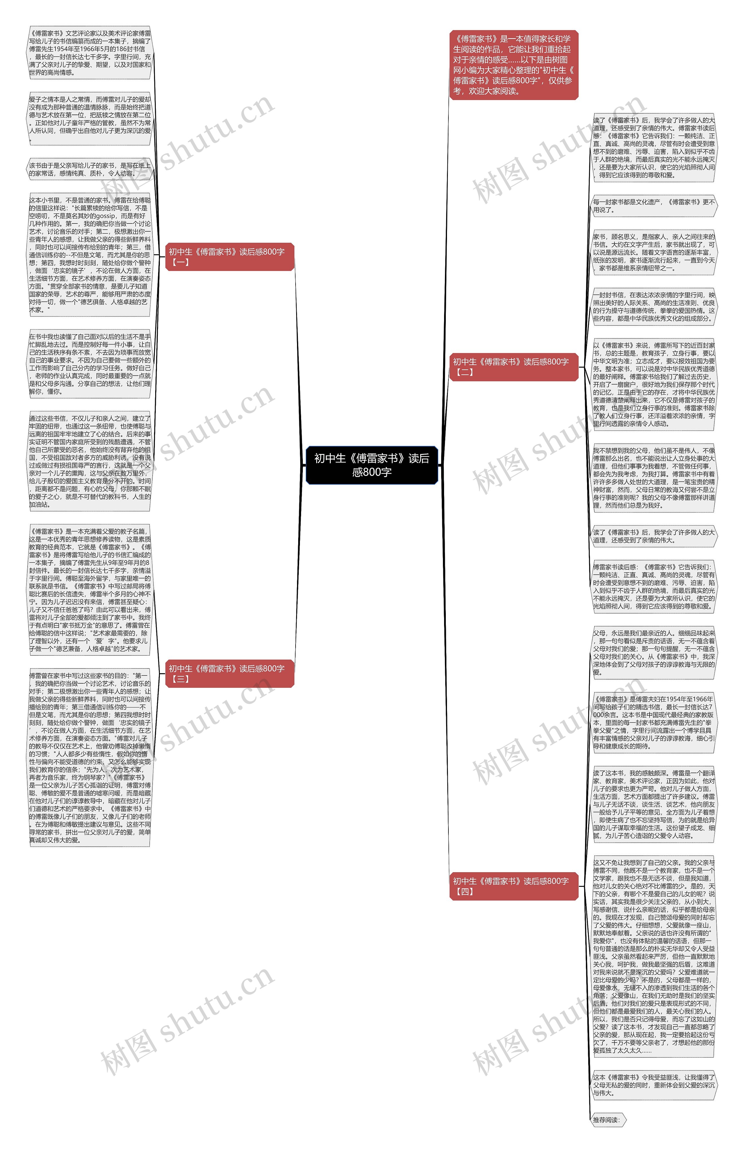 初中生《傅雷家书》读后感800字思维导图