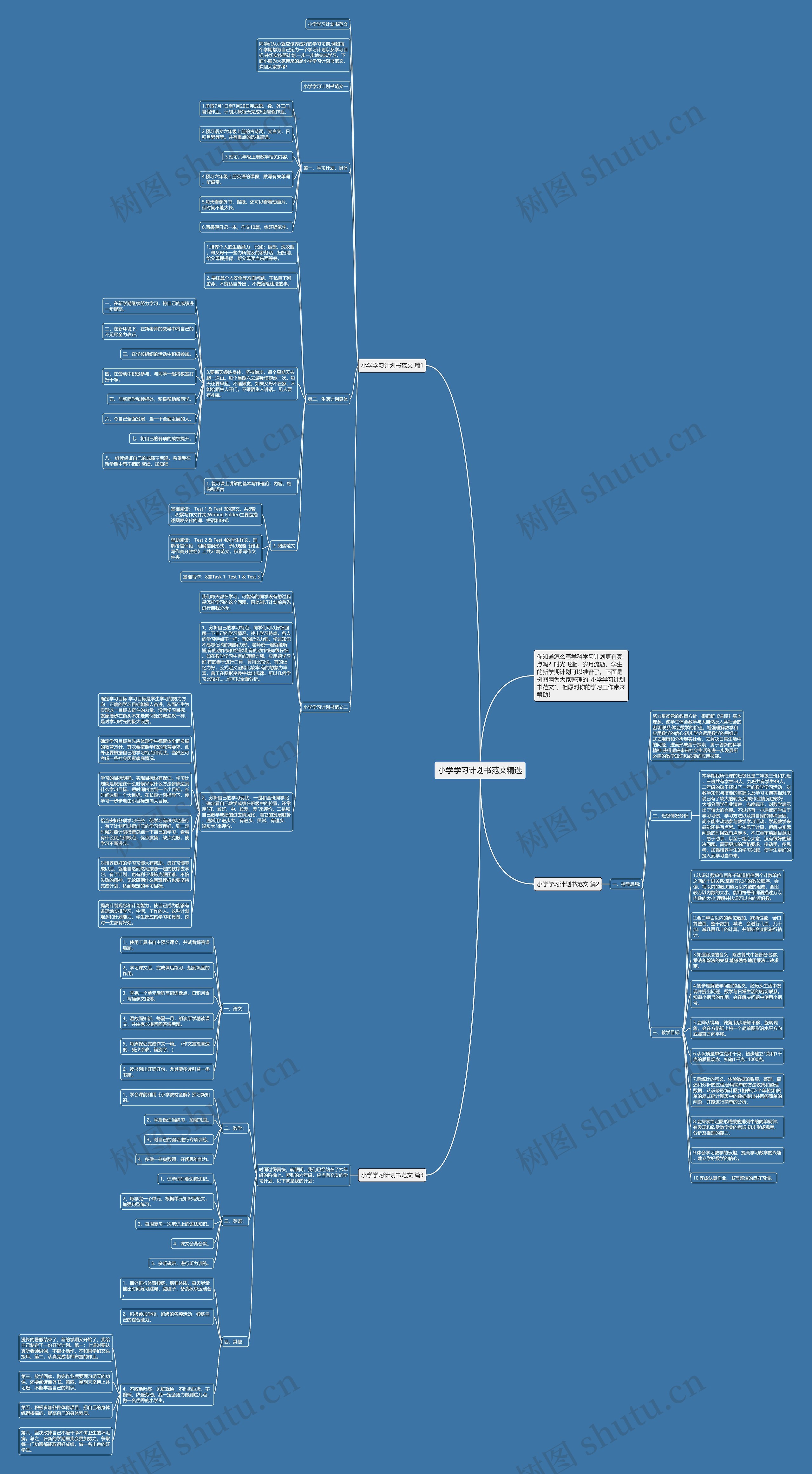 小学学习计划书范文精选思维导图