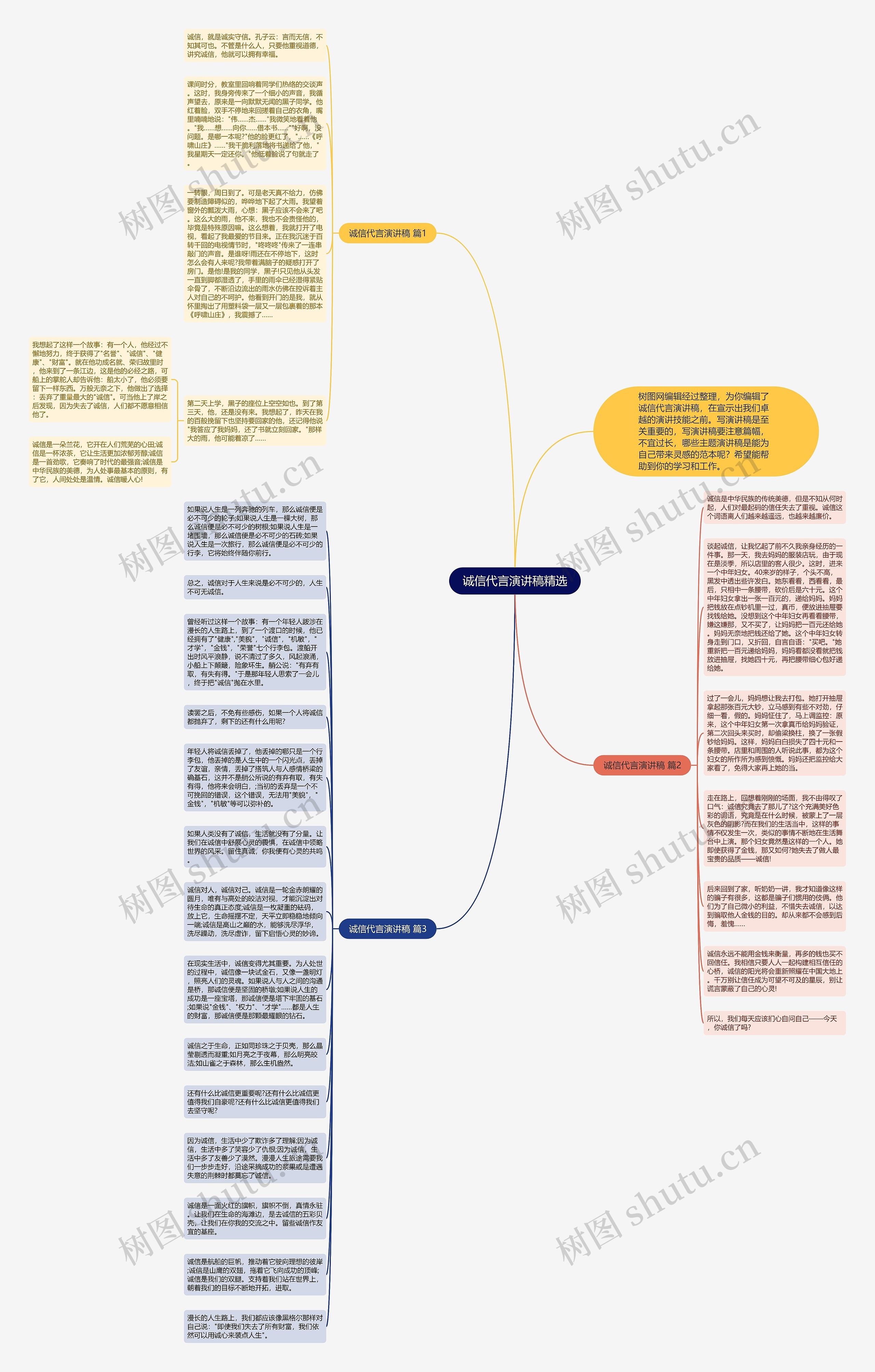 诚信代言演讲稿精选思维导图