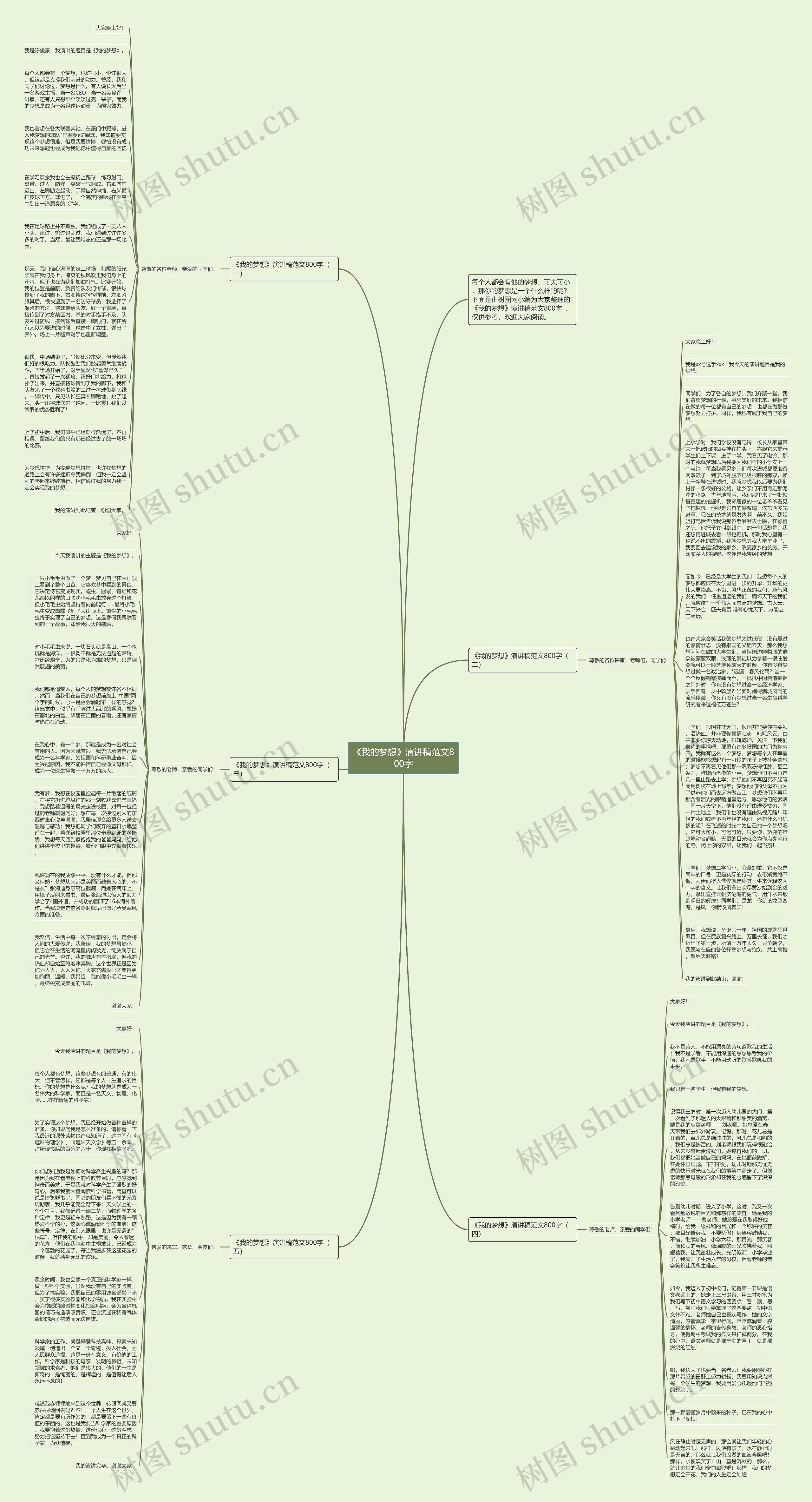 《我的梦想》演讲稿范文800字思维导图