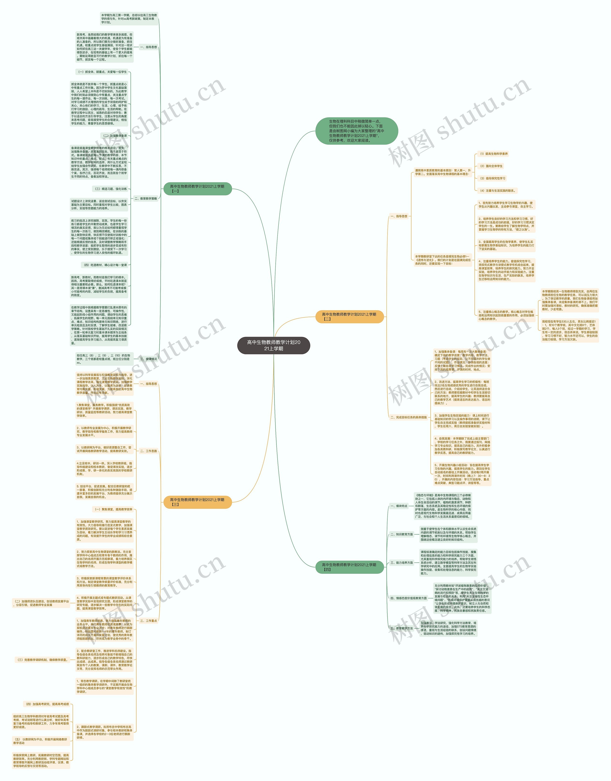 高中生物教师教学计划2021上学期思维导图