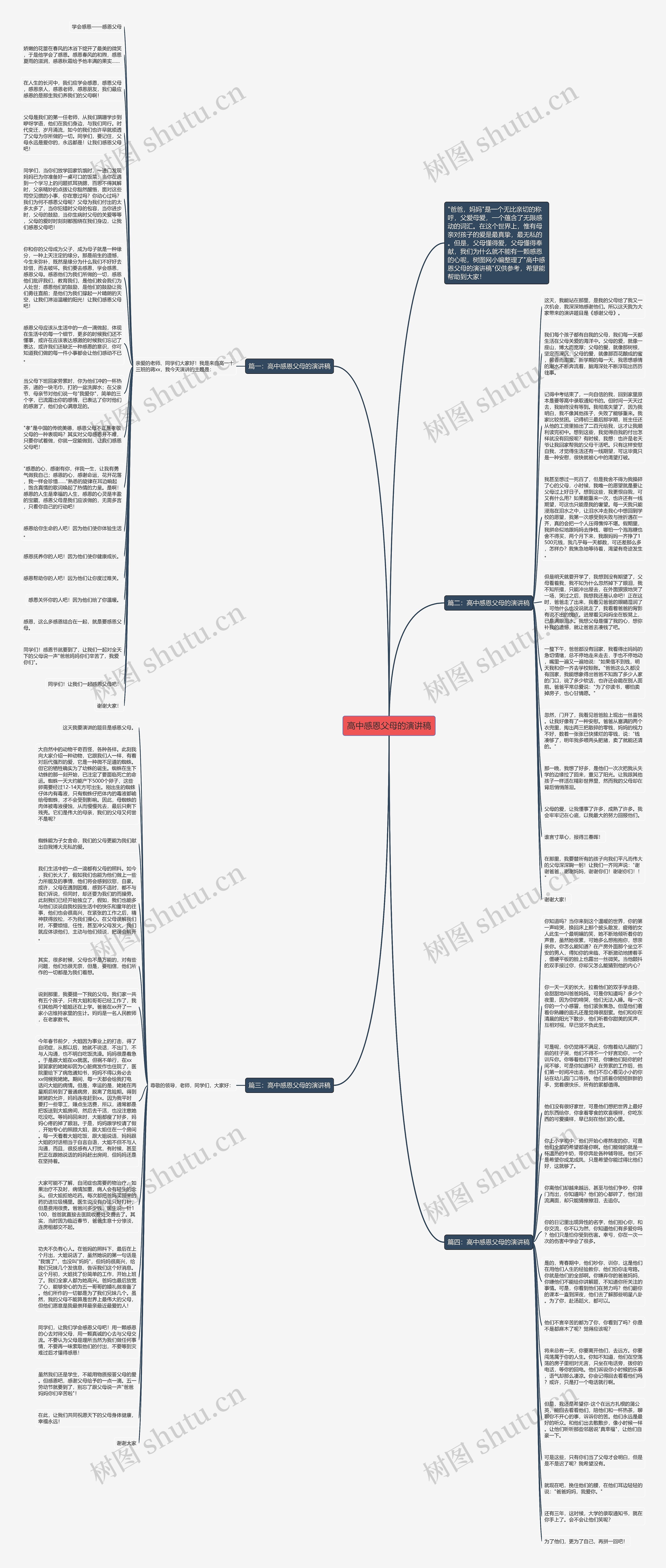 高中感恩父母的演讲稿思维导图