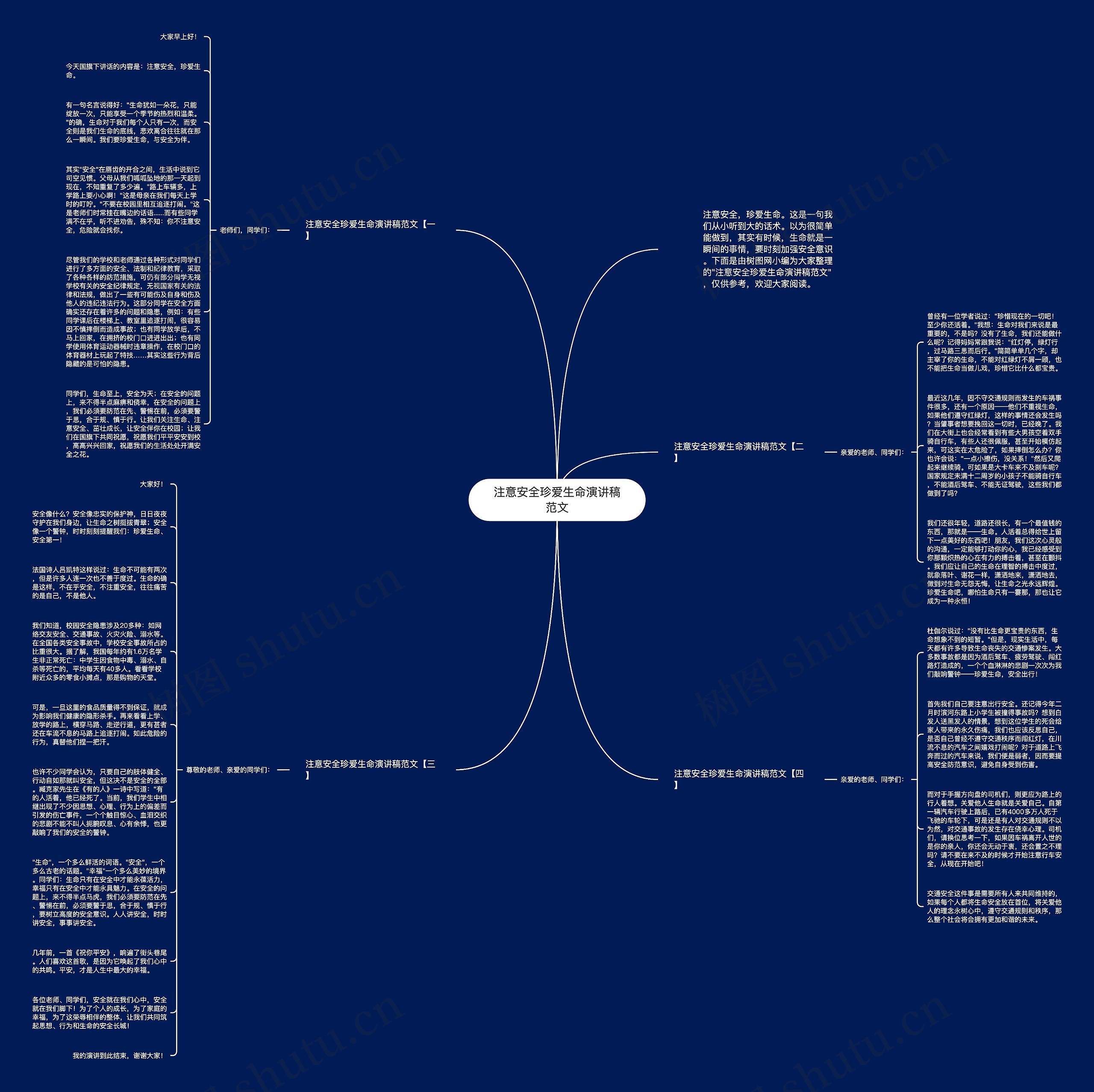 注意安全珍爱生命演讲稿范文思维导图