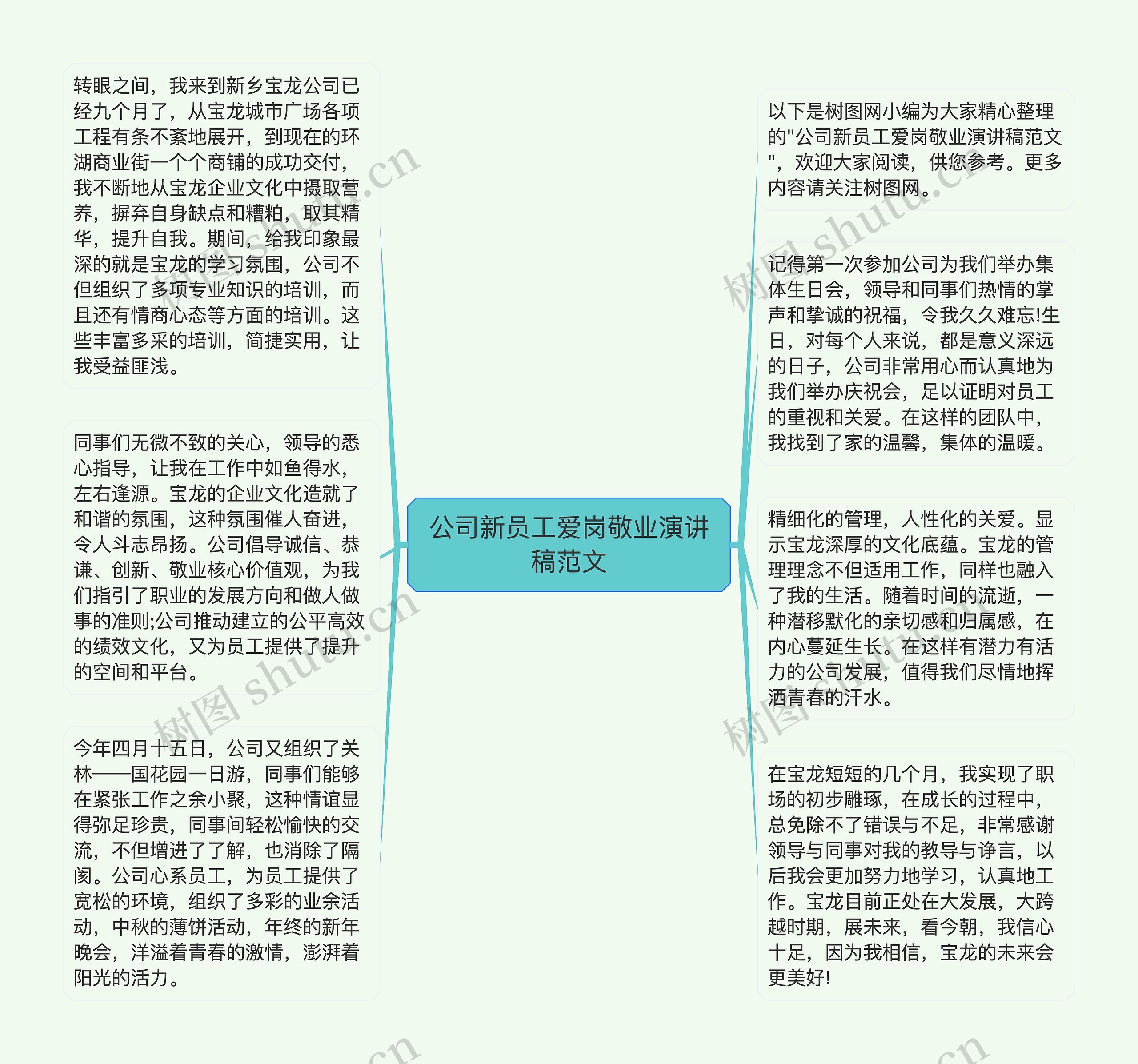 公司新员工爱岗敬业演讲稿范文思维导图