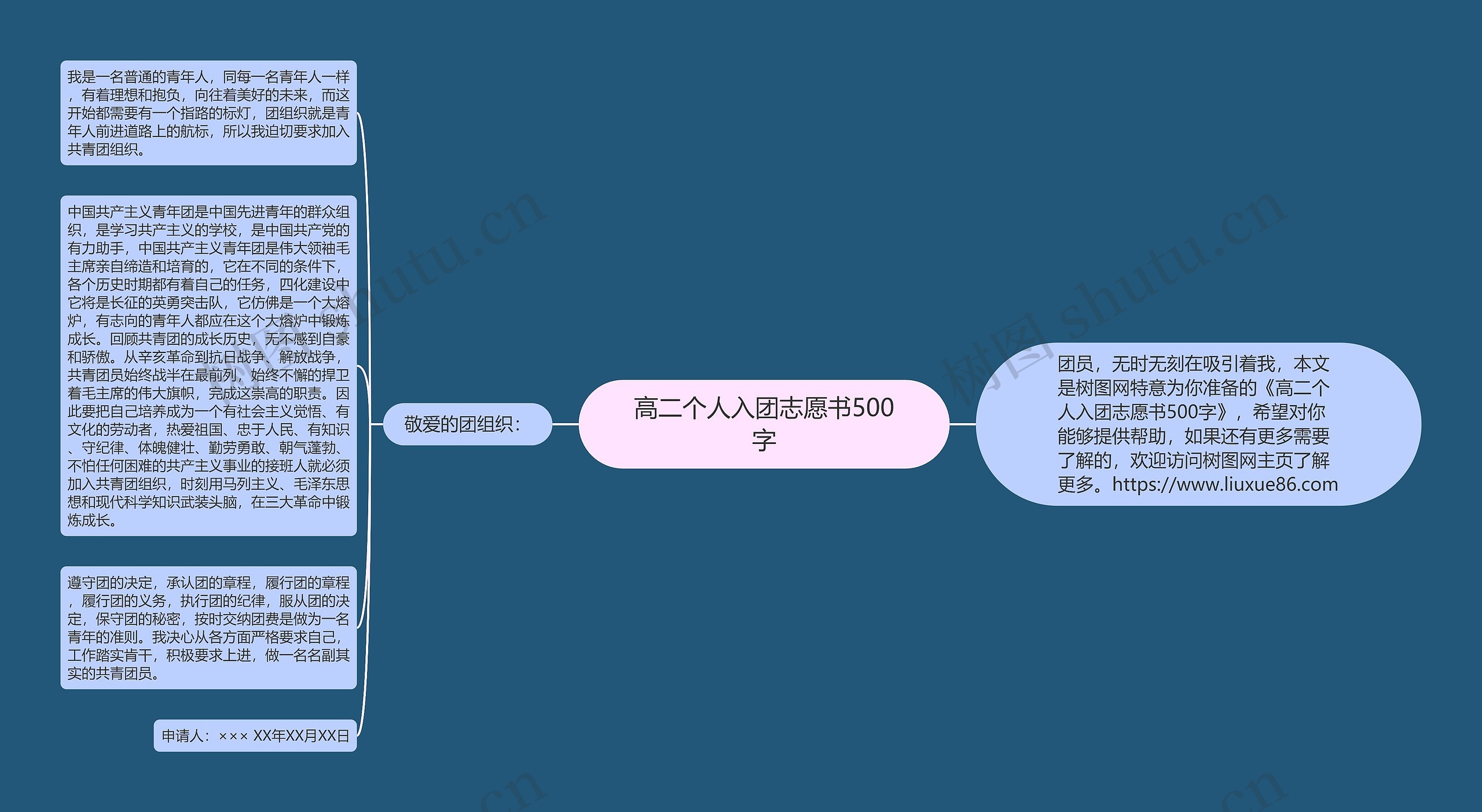 高二个人入团志愿书500字思维导图