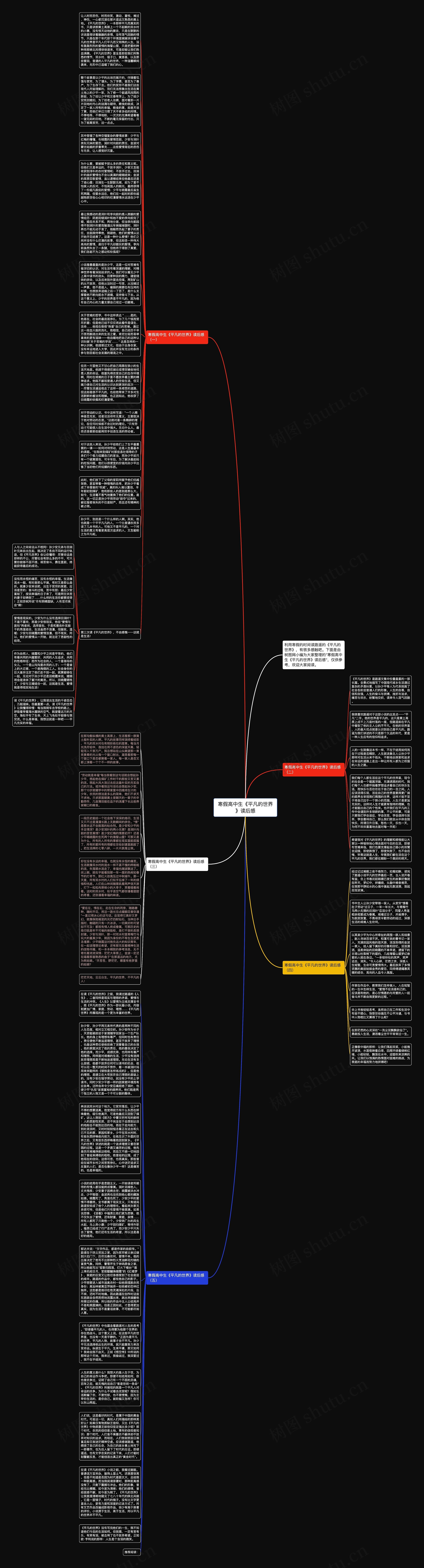 寒假高中生《平凡的世界》读后感思维导图