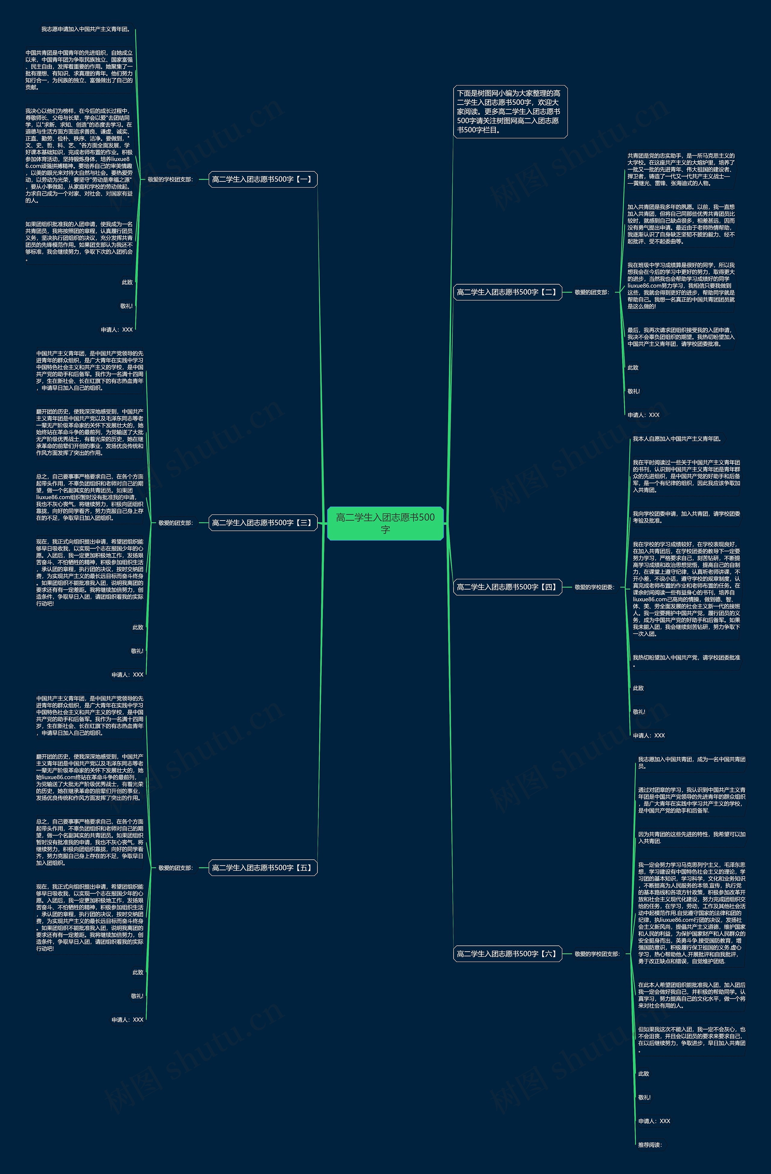 高二学生入团志愿书500字思维导图