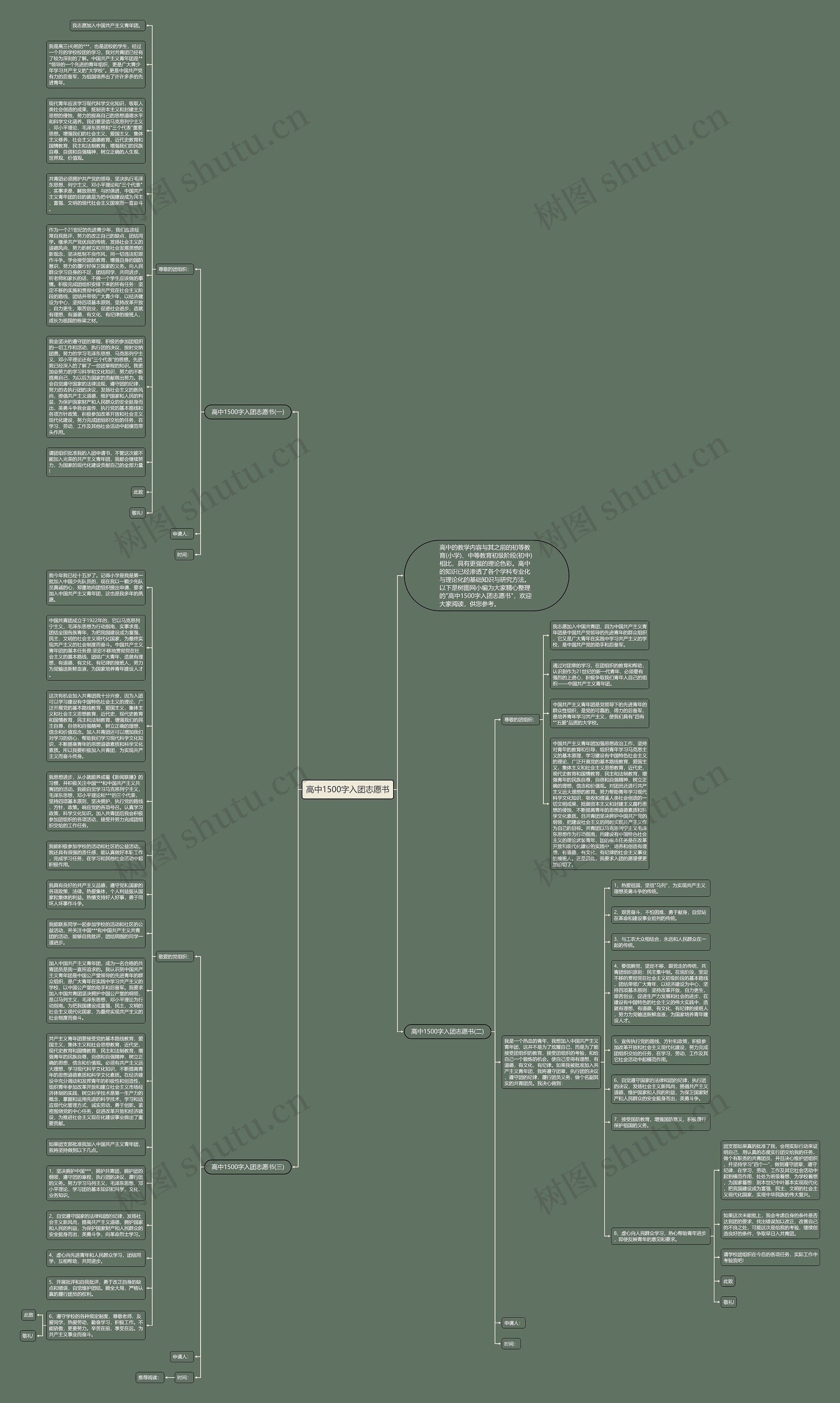 高中1500字入团志愿书思维导图