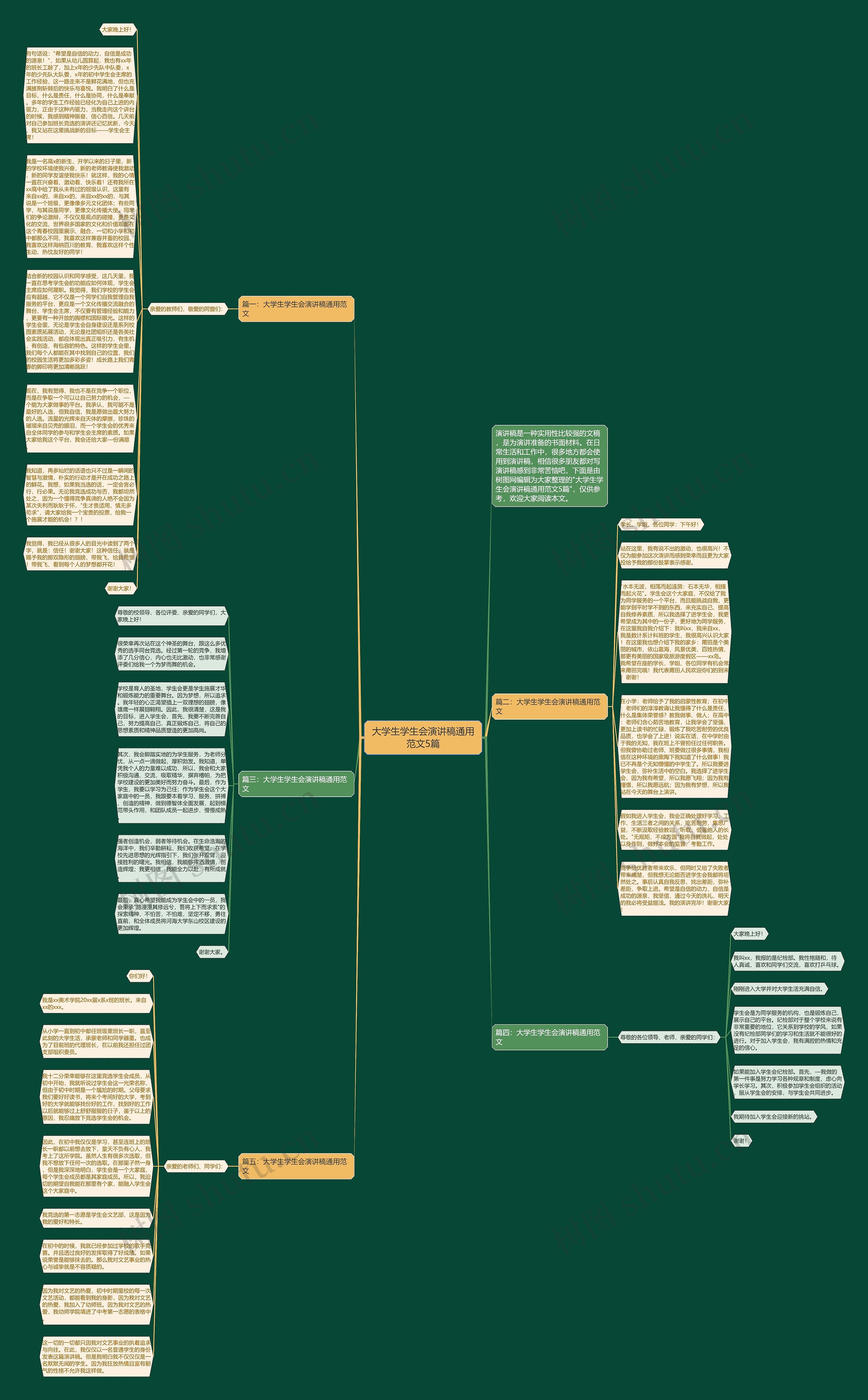 大学生学生会演讲稿通用范文5篇思维导图