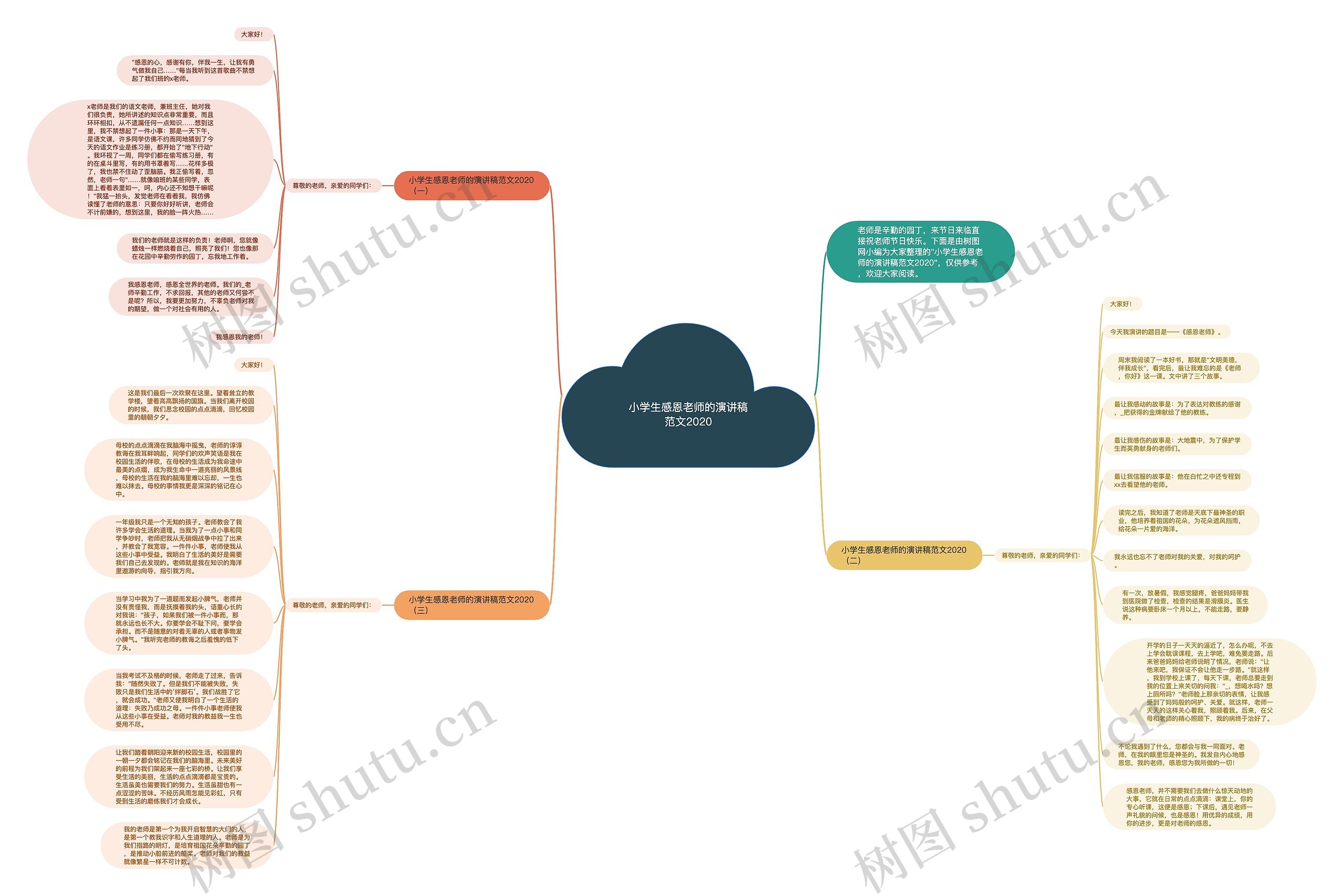 小学生感恩老师的演讲稿范文2020思维导图