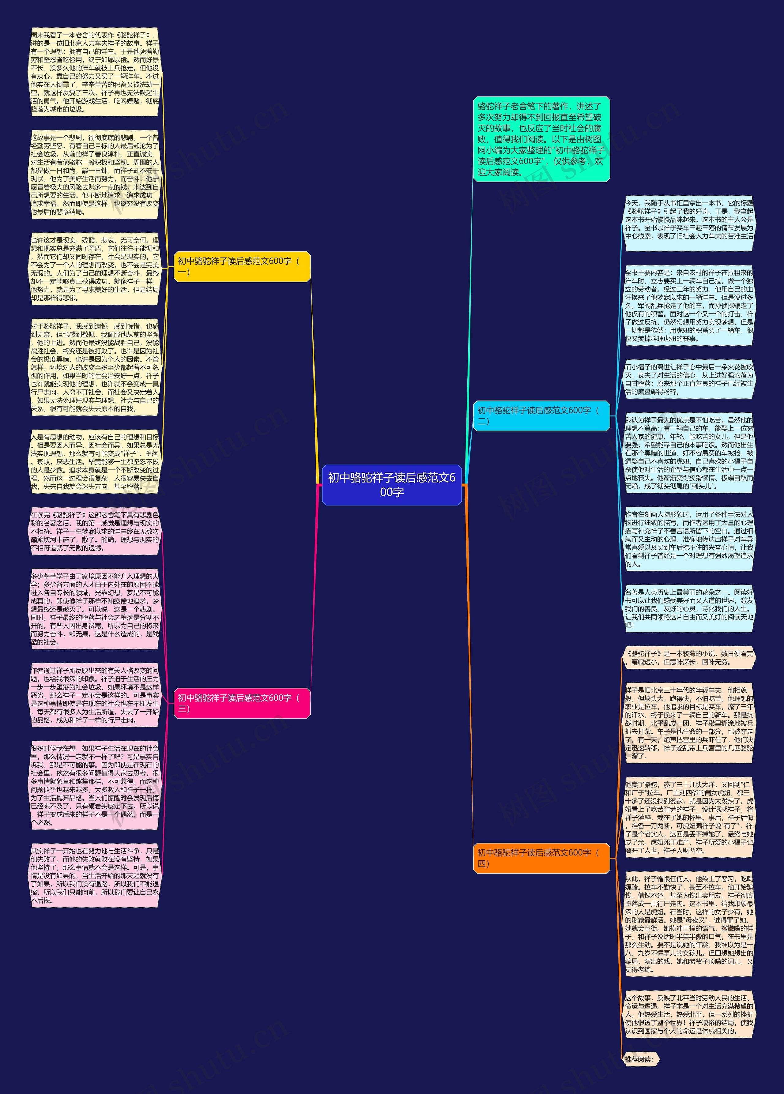 初中骆驼祥子读后感范文600字思维导图