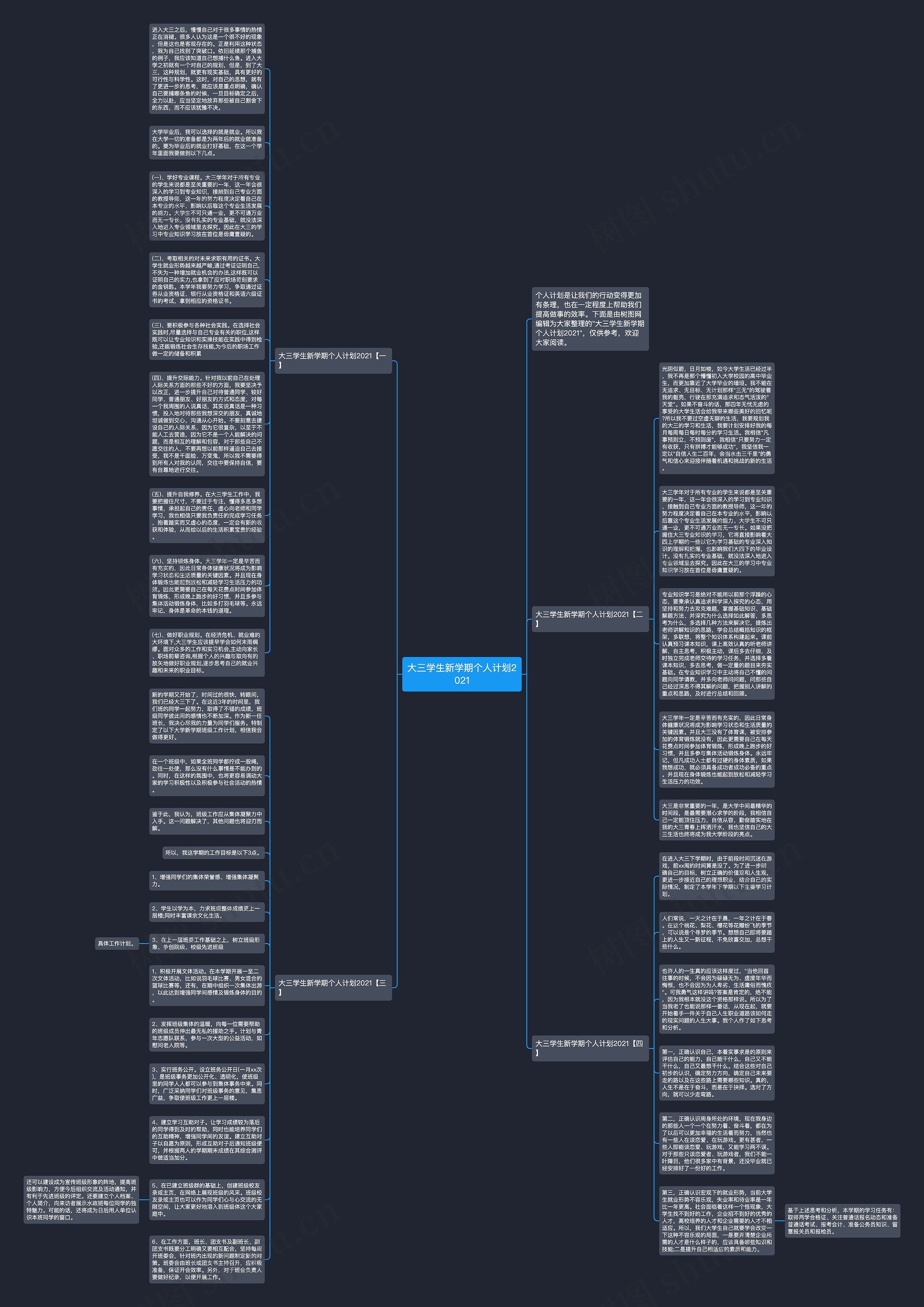 大三学生新学期个人计划2021思维导图