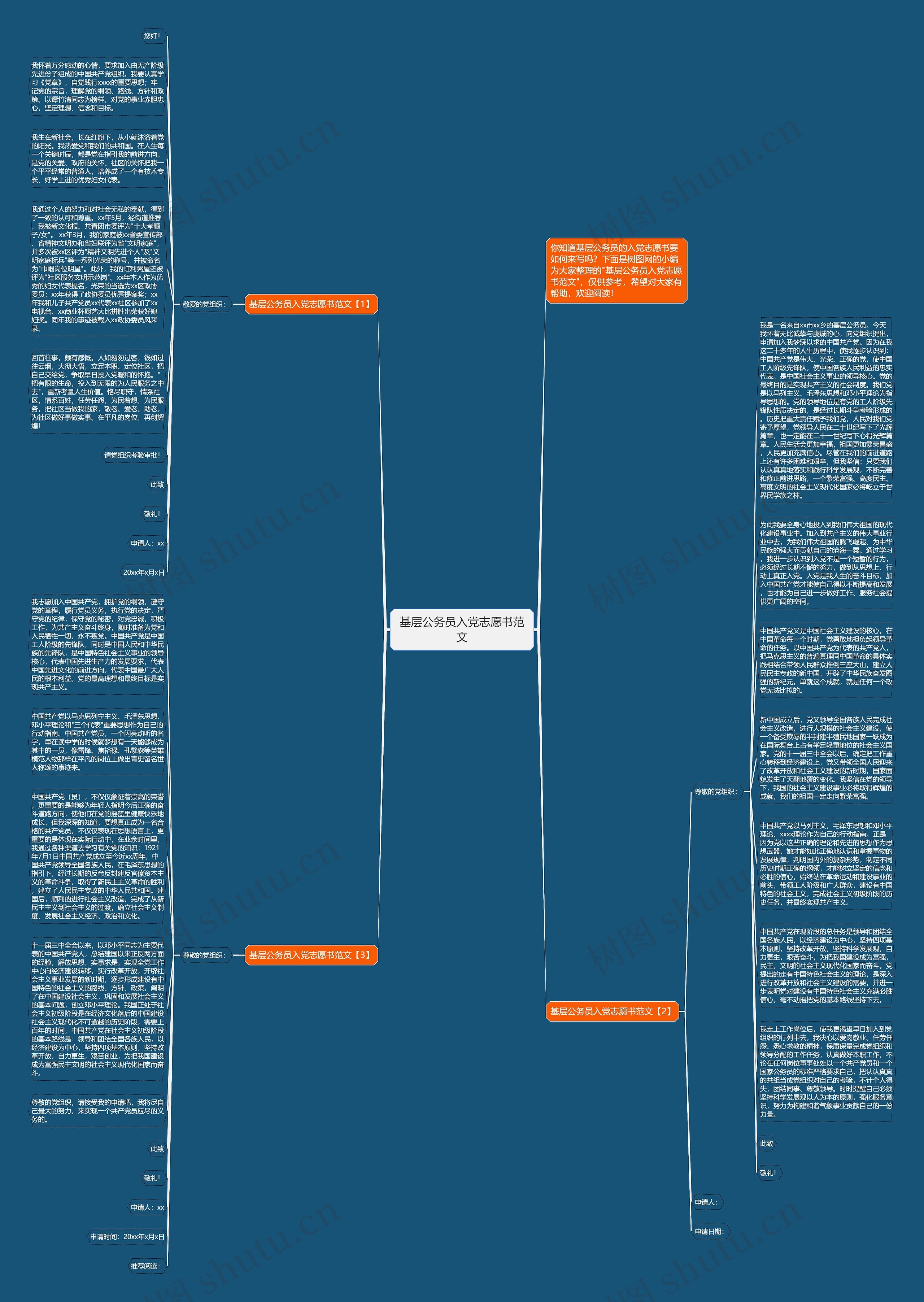 基层公务员入党志愿书范文思维导图