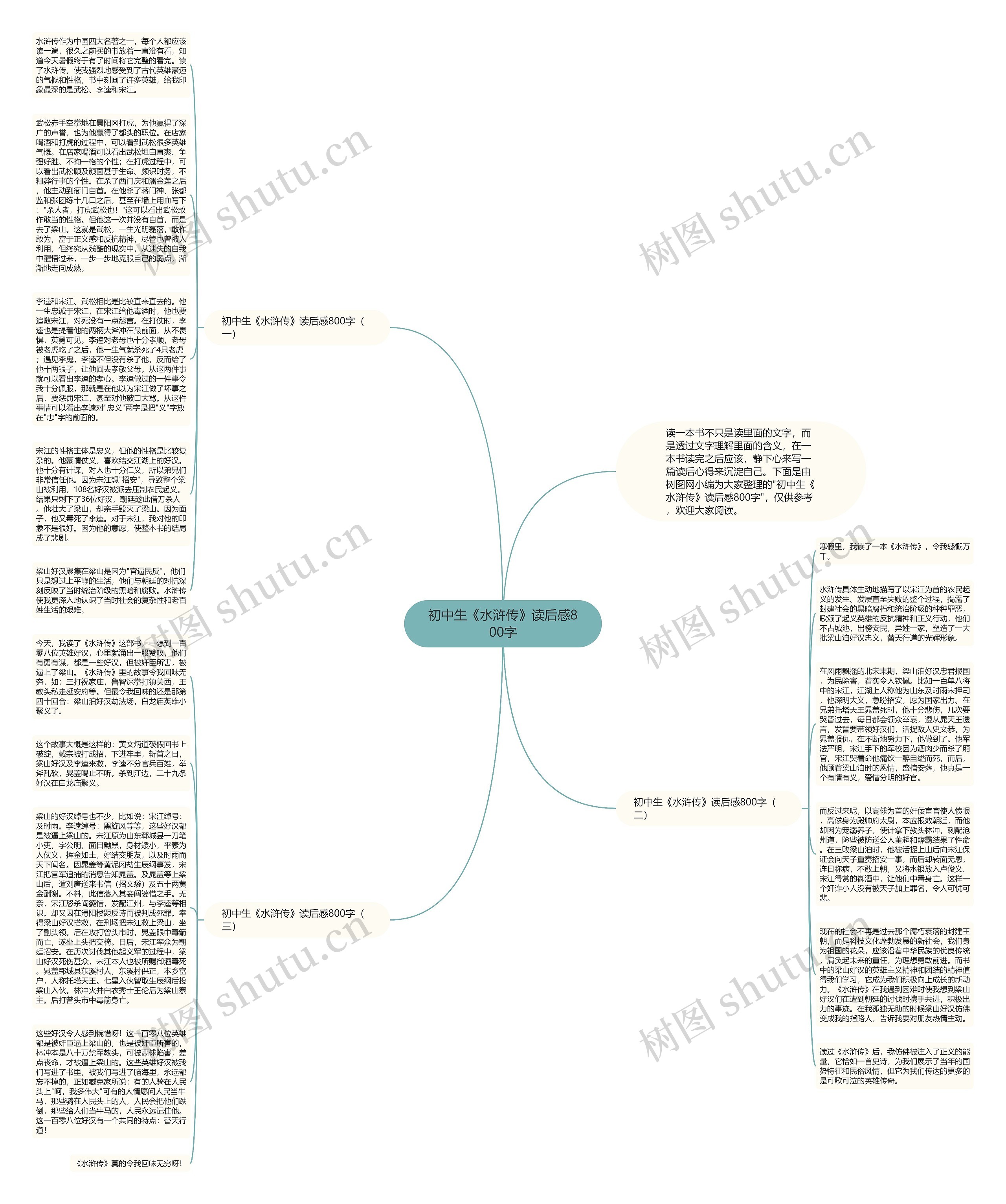 初中生《水浒传》读后感800字思维导图