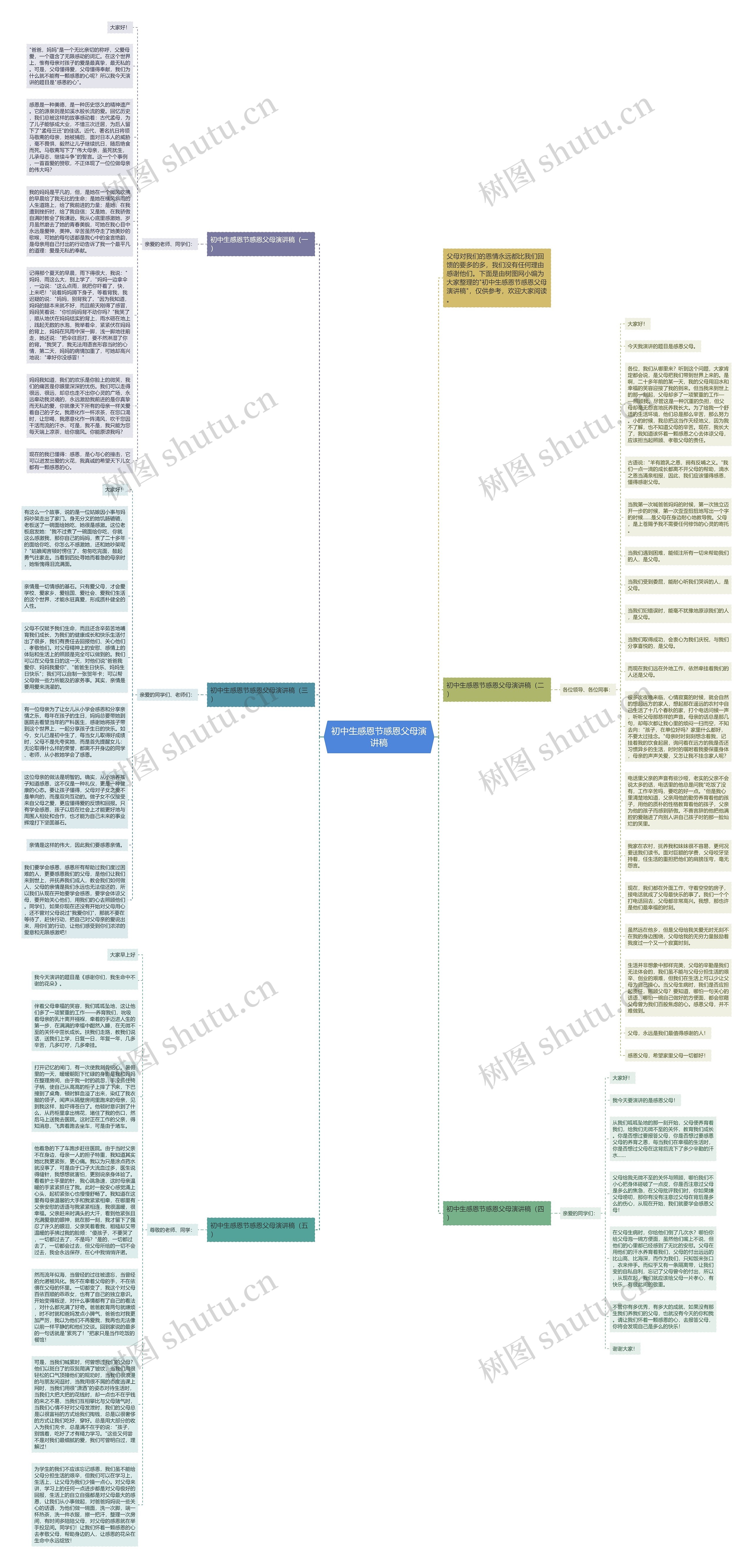 初中生感恩节感恩父母演讲稿思维导图