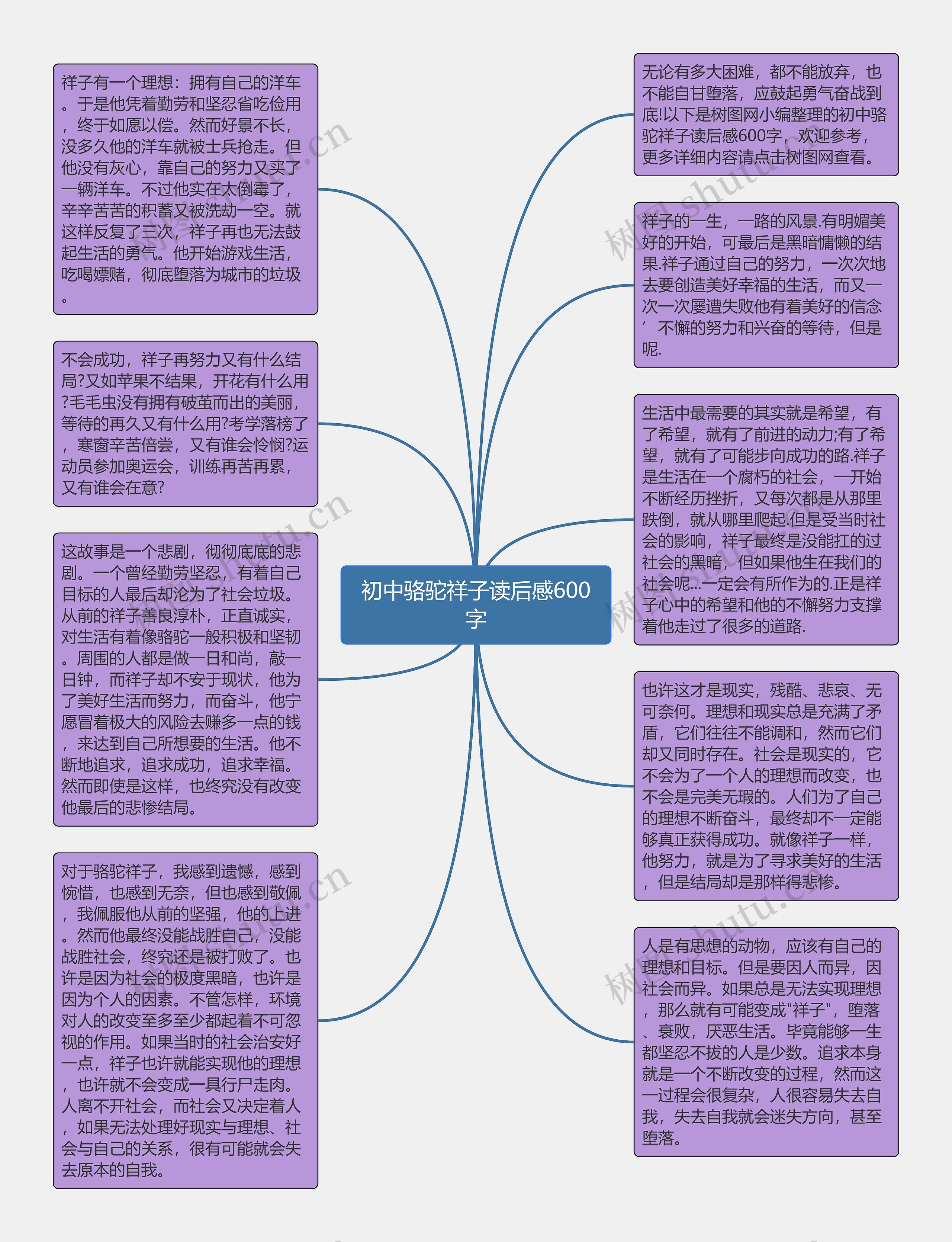 初中骆驼祥子读后感600字思维导图