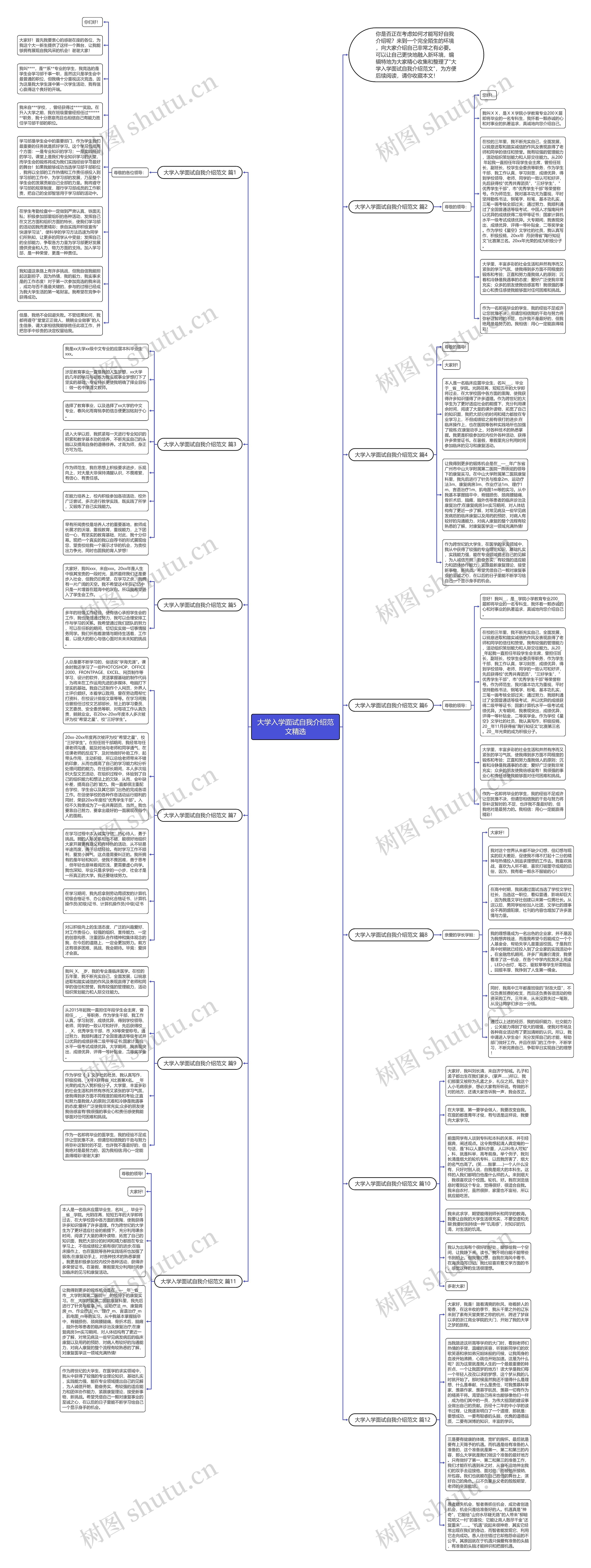 大学入学面试自我介绍范文精选思维导图