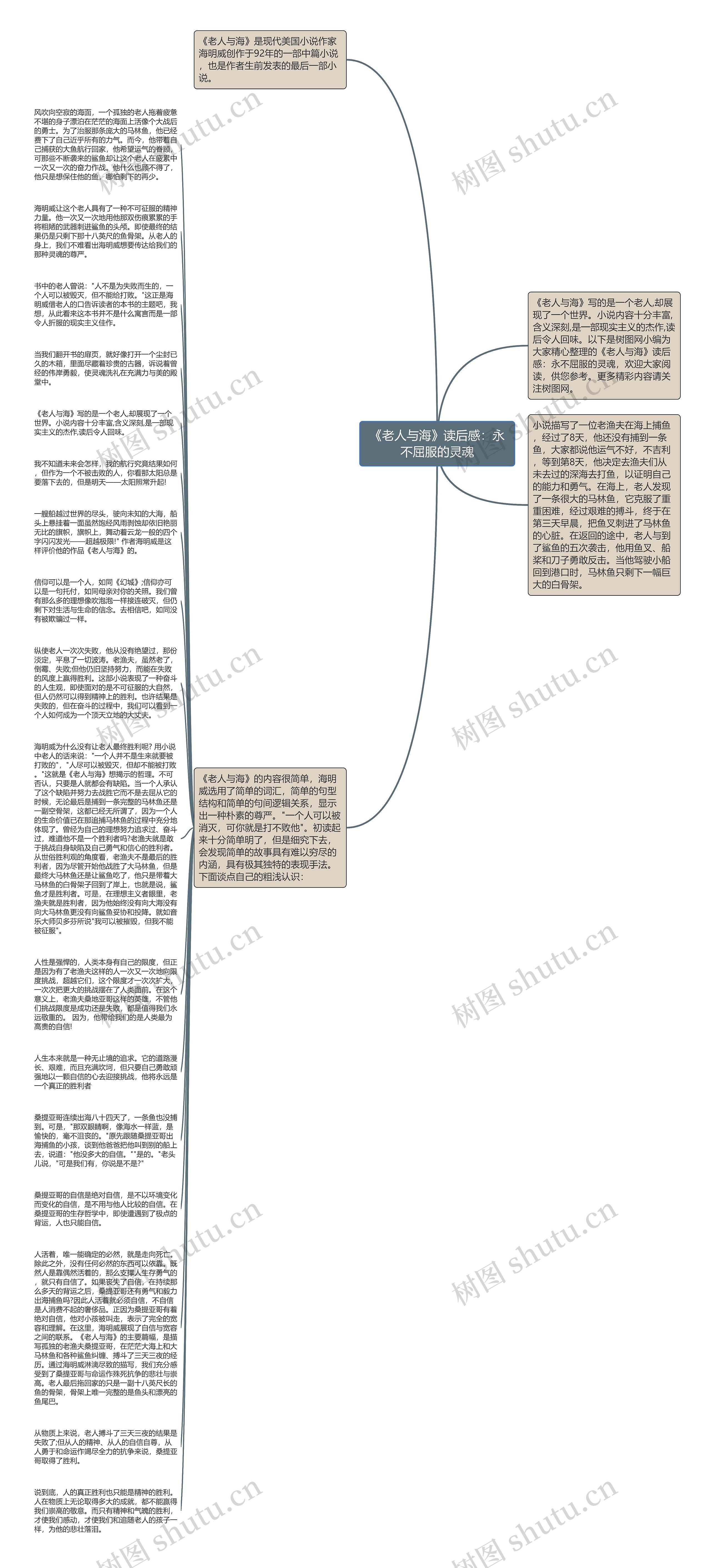 《老人与海》读后感：永不屈服的灵魂思维导图