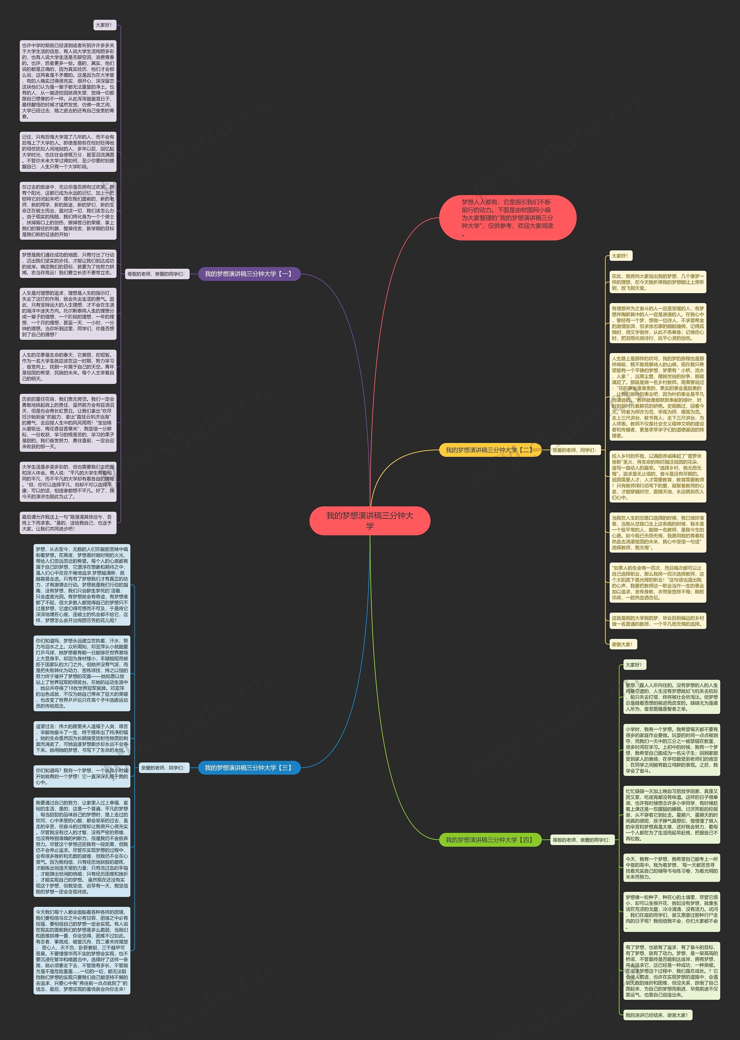 我的梦想演讲稿三分钟大学思维导图