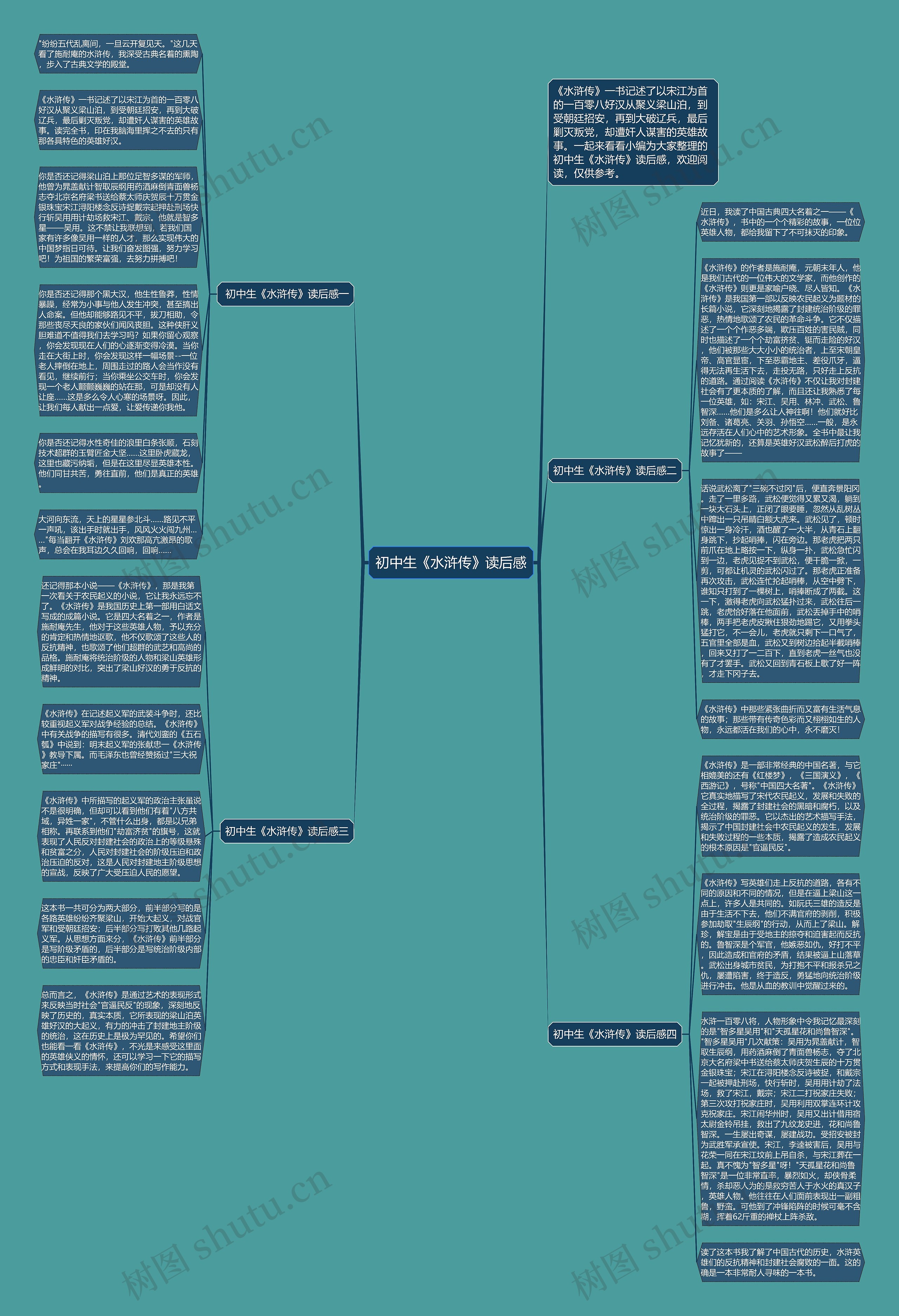 初中生《水浒传》读后感思维导图