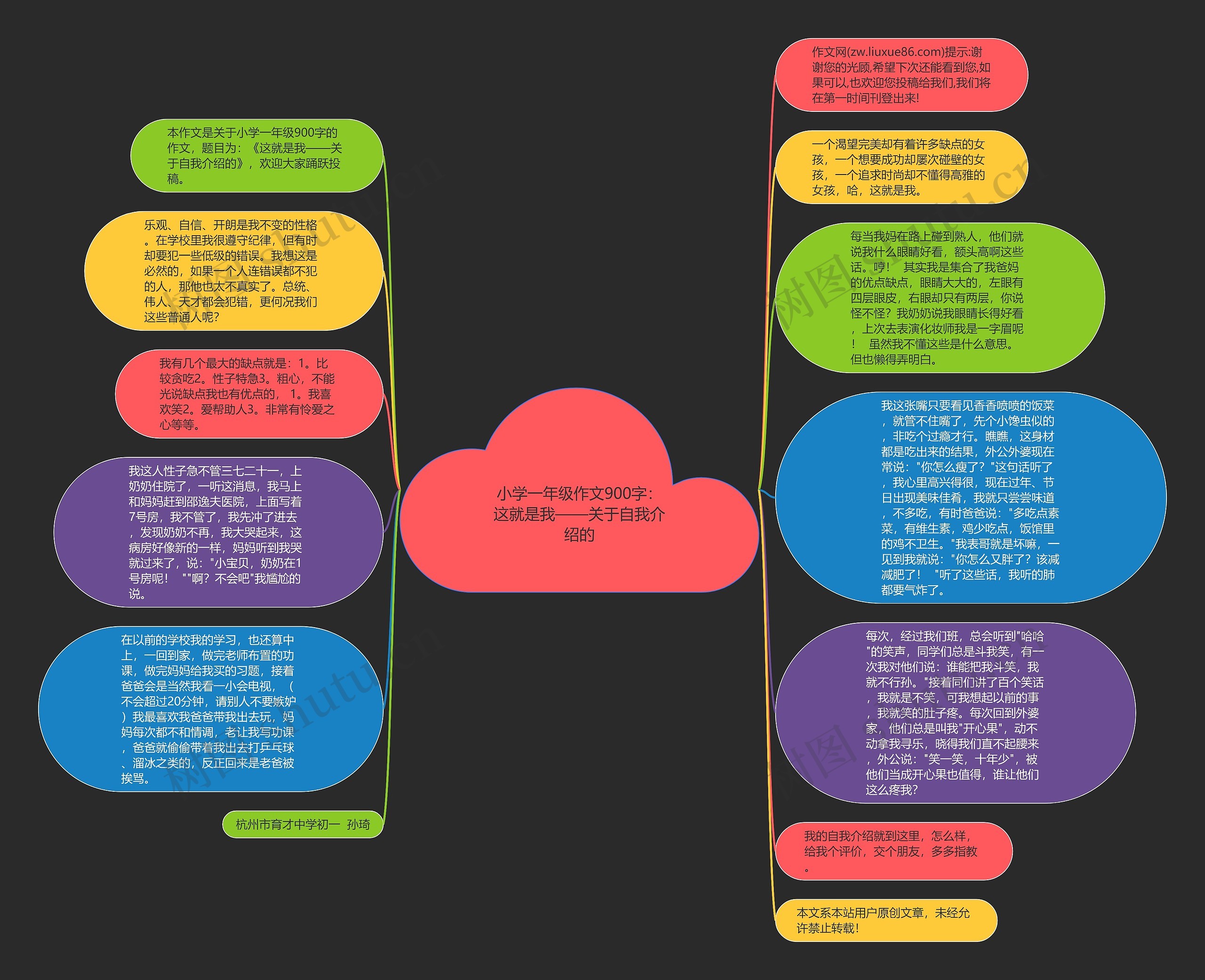 小学一年级作文900字：这就是我——关于自我介绍的思维导图