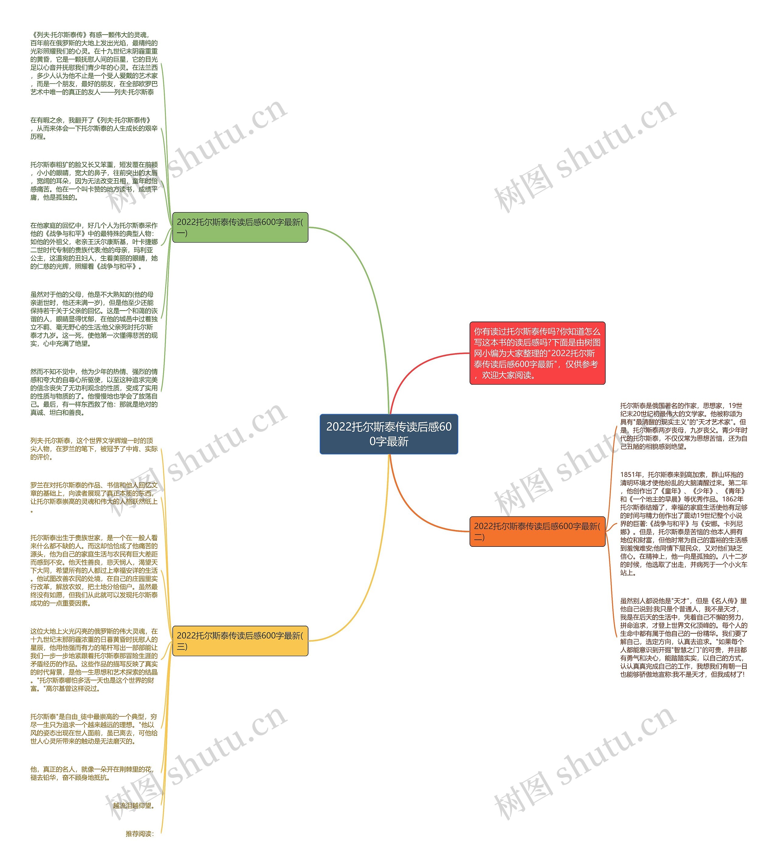 2022托尔斯泰传读后感600字最新思维导图