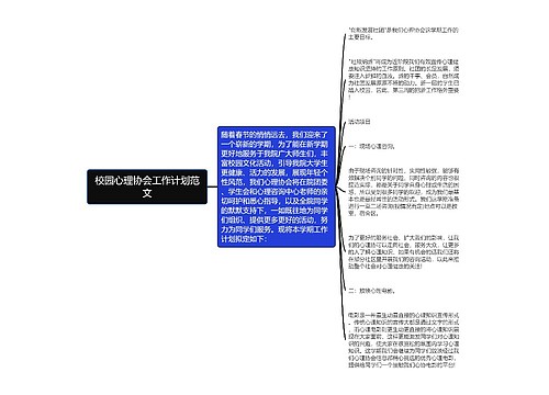 校园心理协会工作计划范文