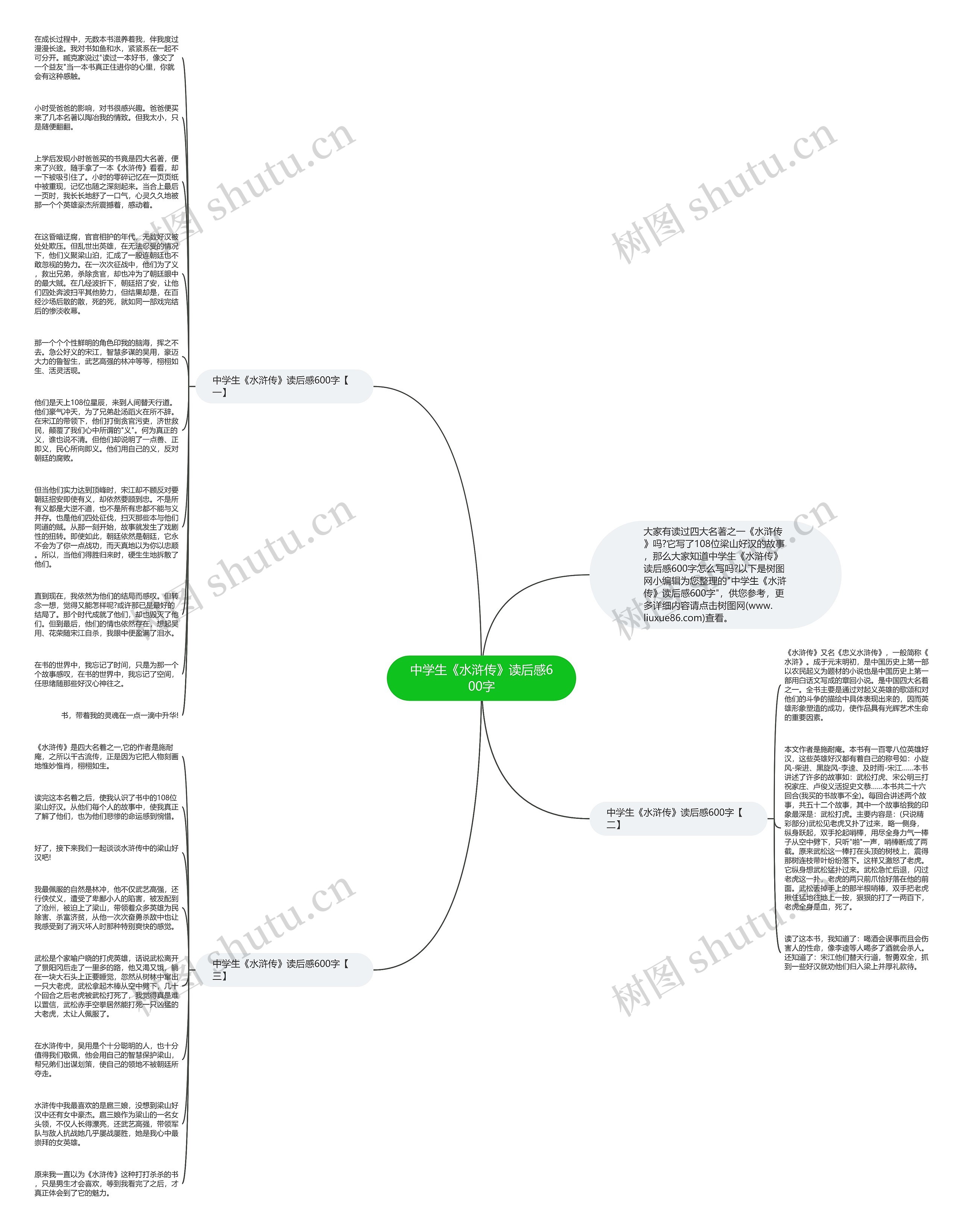 中学生《水浒传》读后感600字思维导图