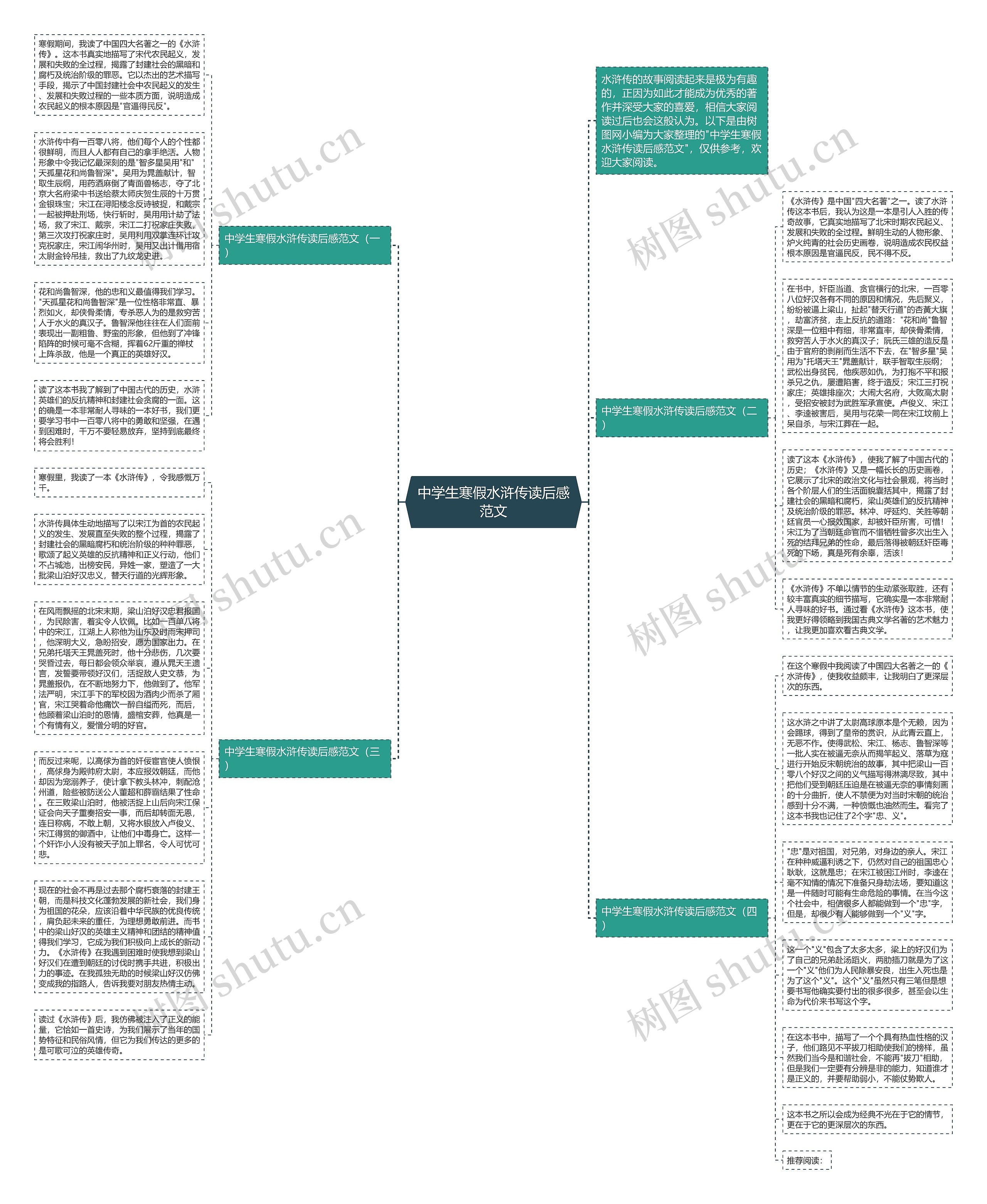 中学生寒假水浒传读后感范文思维导图