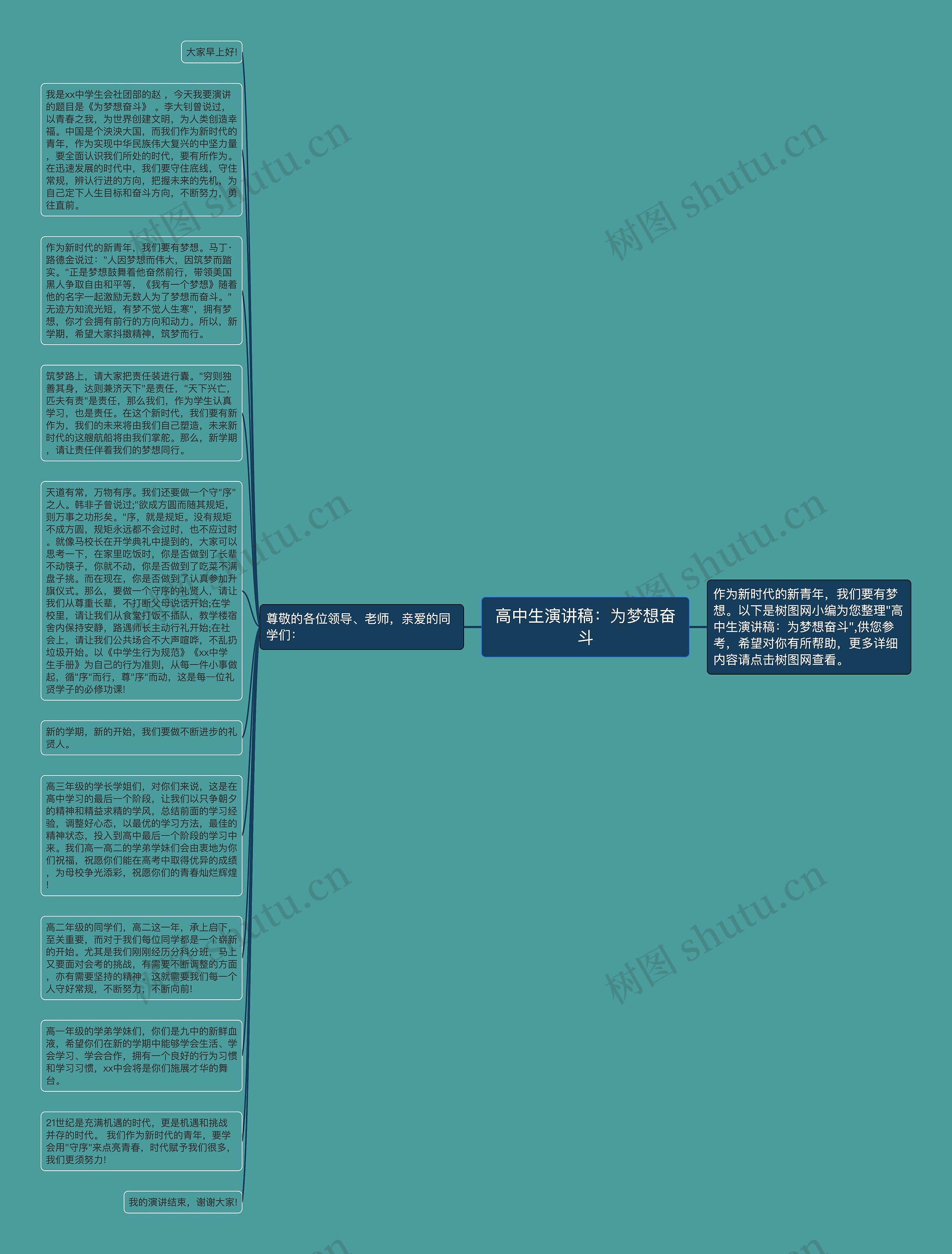 高中生演讲稿：为梦想奋斗思维导图