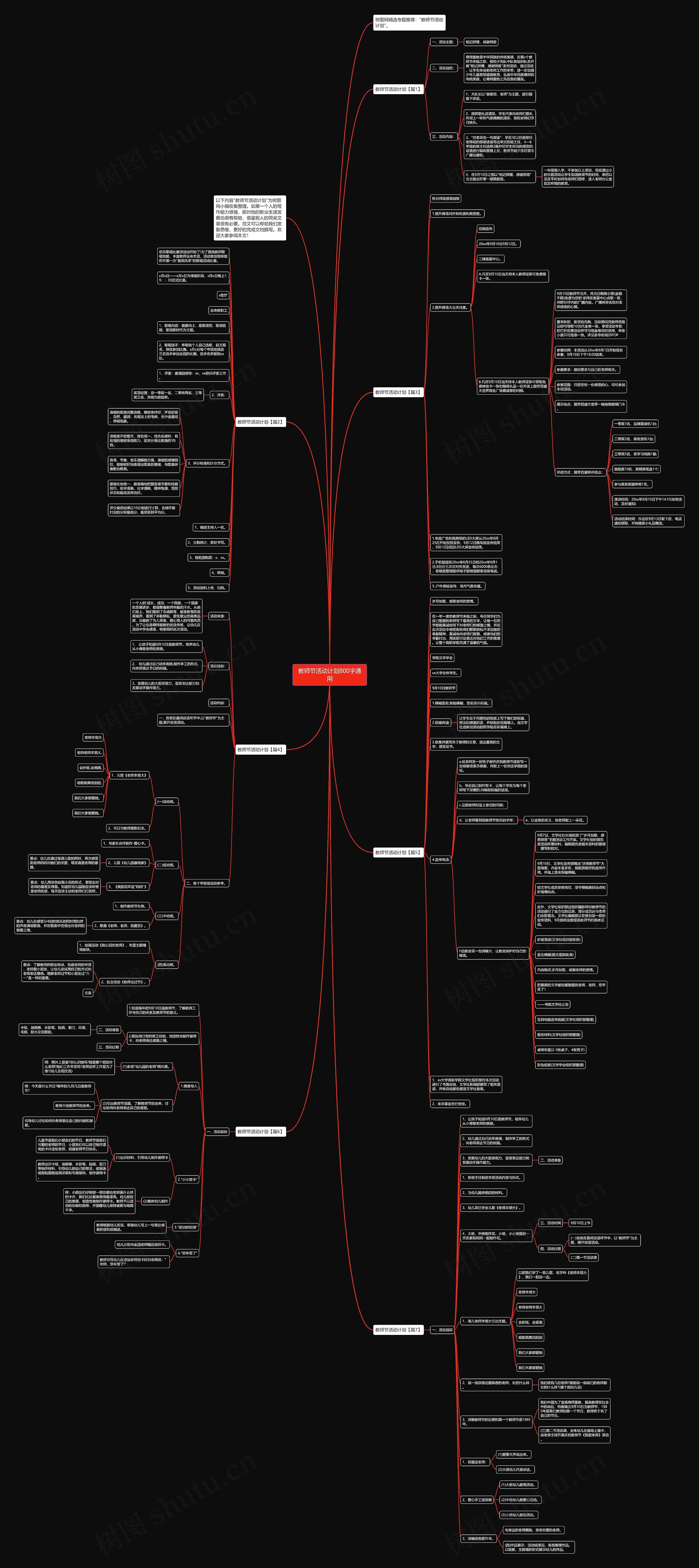 教师节活动计划800字通用思维导图