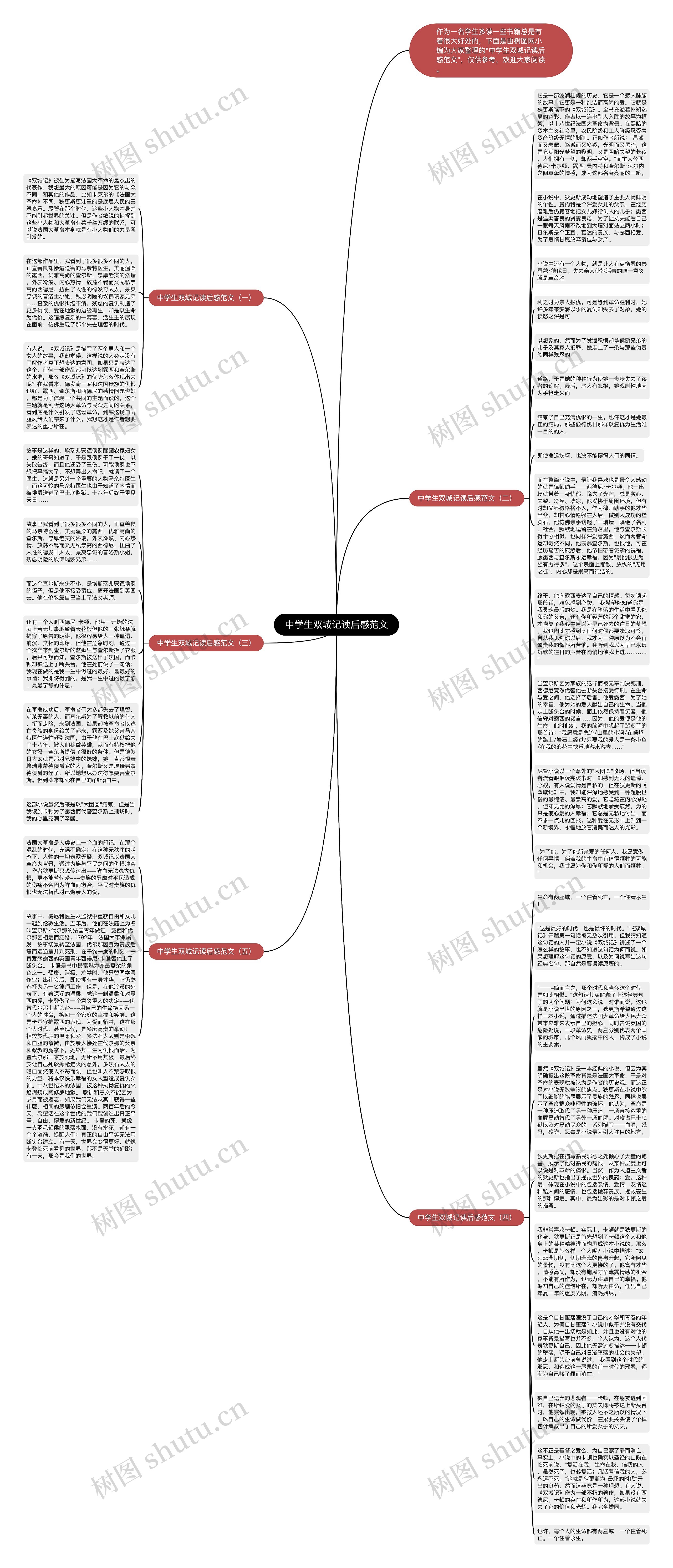 中学生双城记读后感范文思维导图