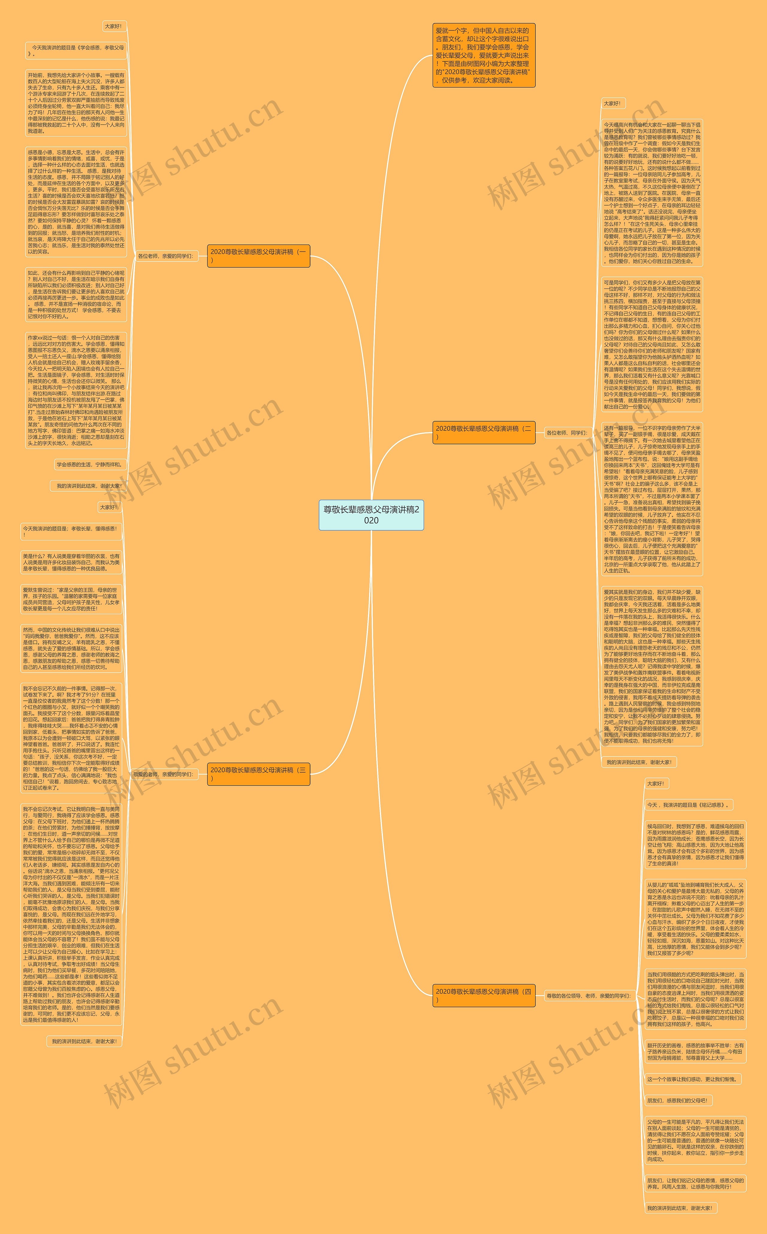 尊敬长辈感恩父母演讲稿2020思维导图
