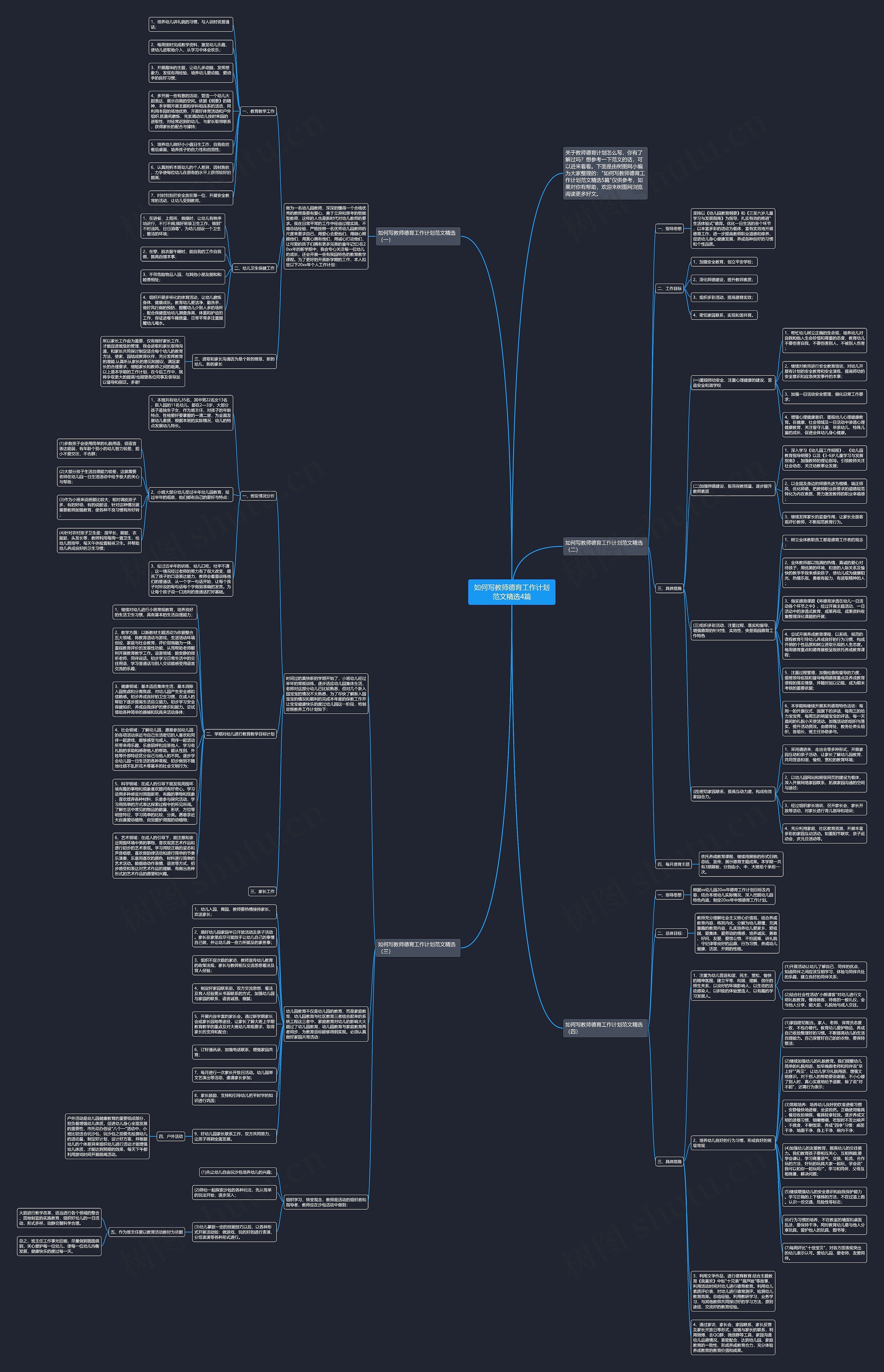 如何写教师德育工作计划范文精选4篇思维导图