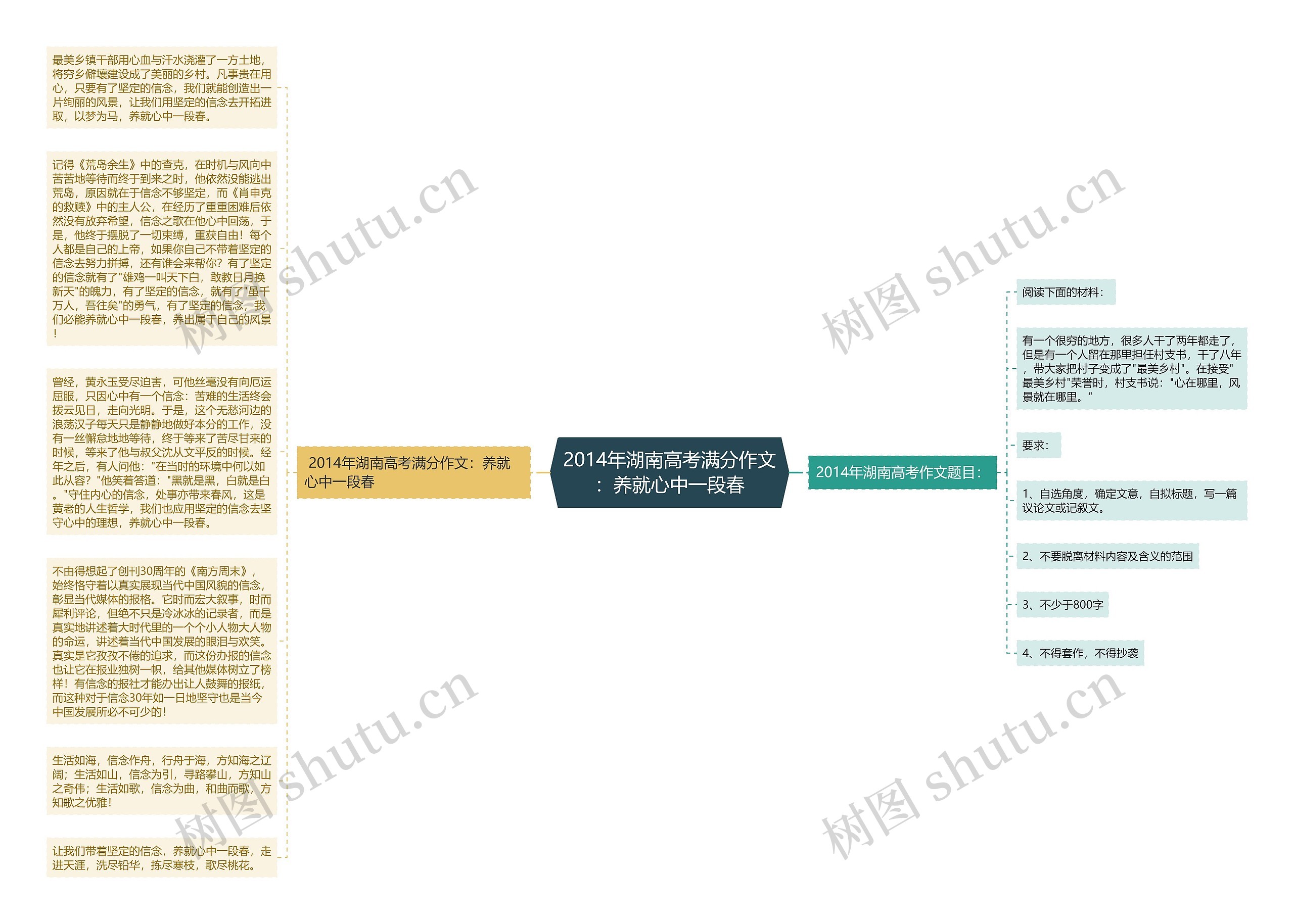 2014年湖南高考满分作文：养就心中一段春思维导图