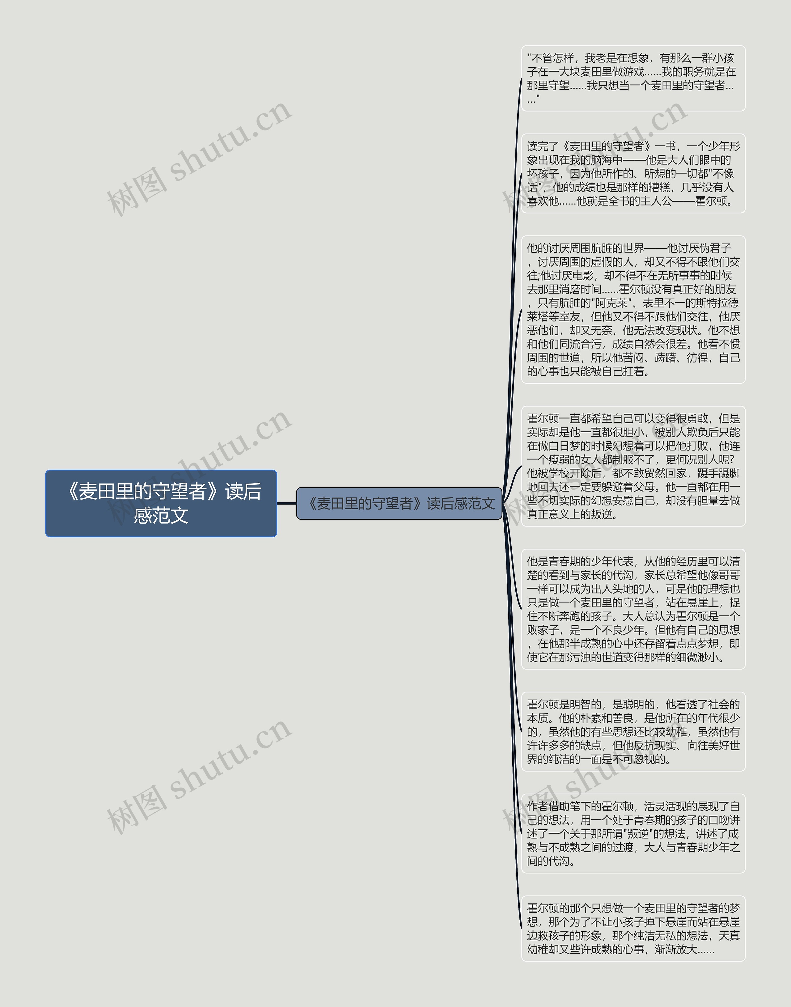 《麦田里的守望者》读后感范文思维导图