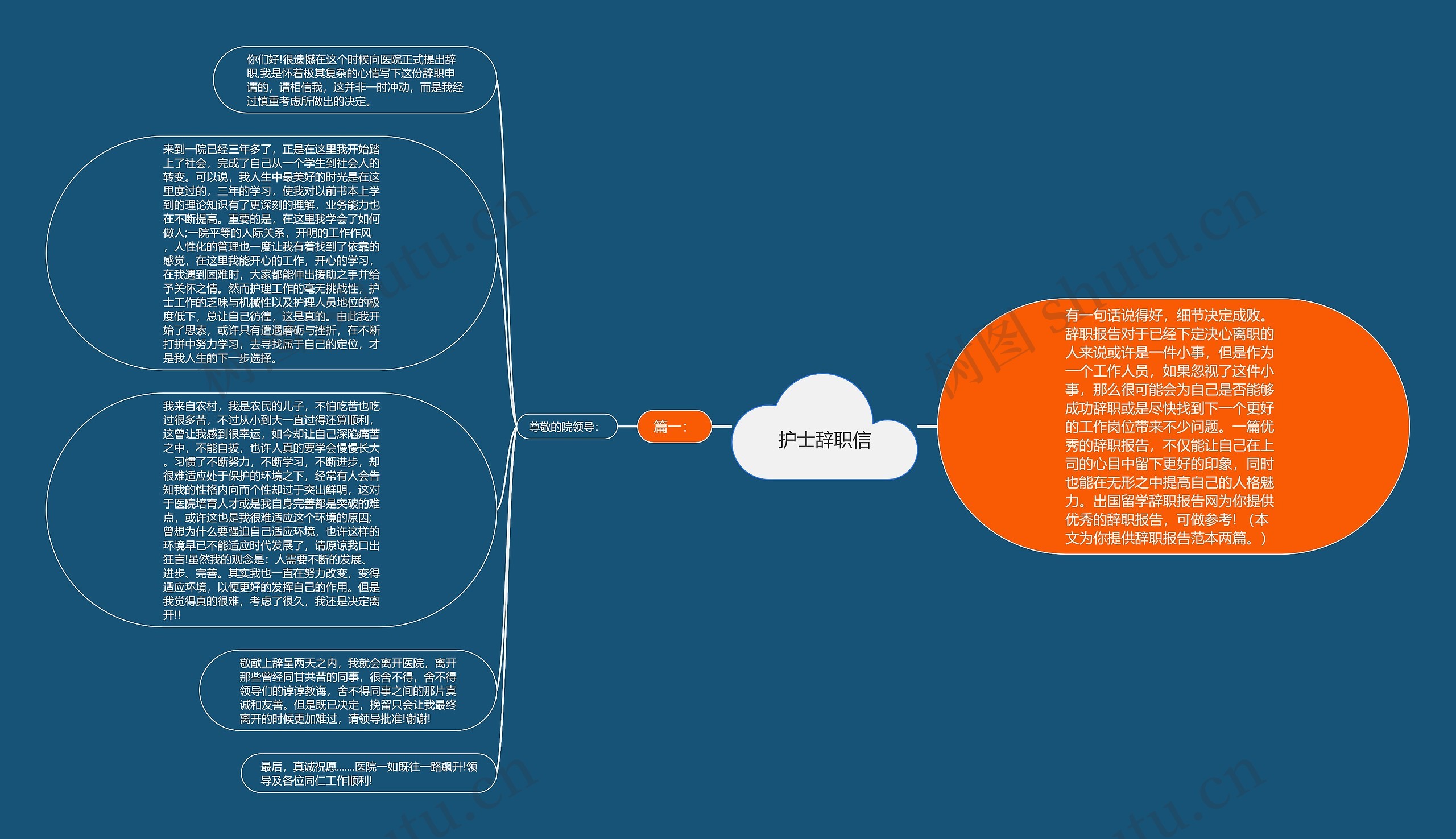 护士辞职信思维导图