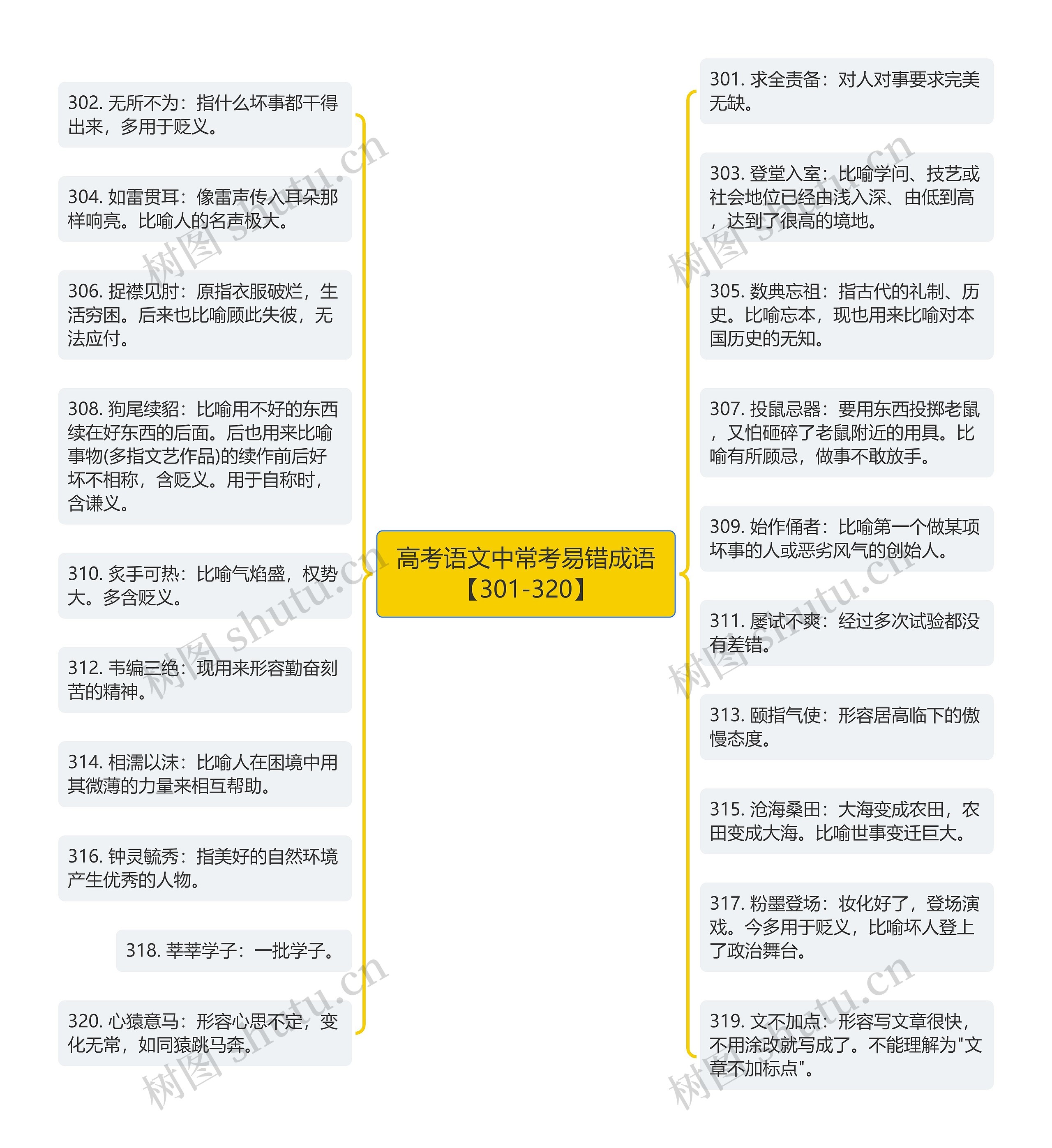 高考语文中常考易错成语【301-320】思维导图