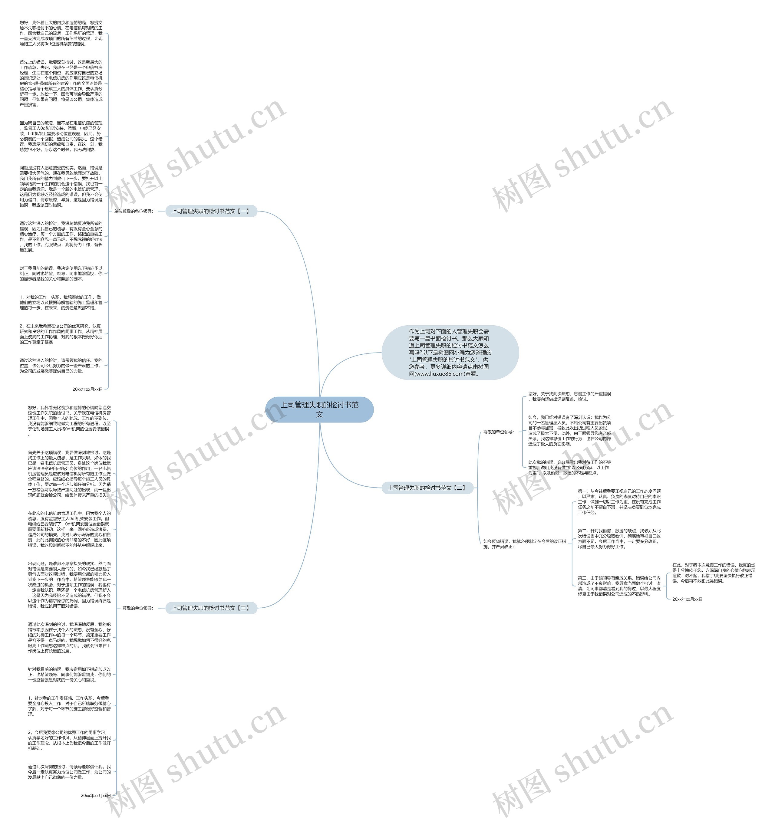 上司管理失职的检讨书范文思维导图