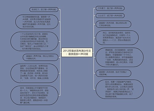 2012年重庆高考满分作文：最美是那一声问候